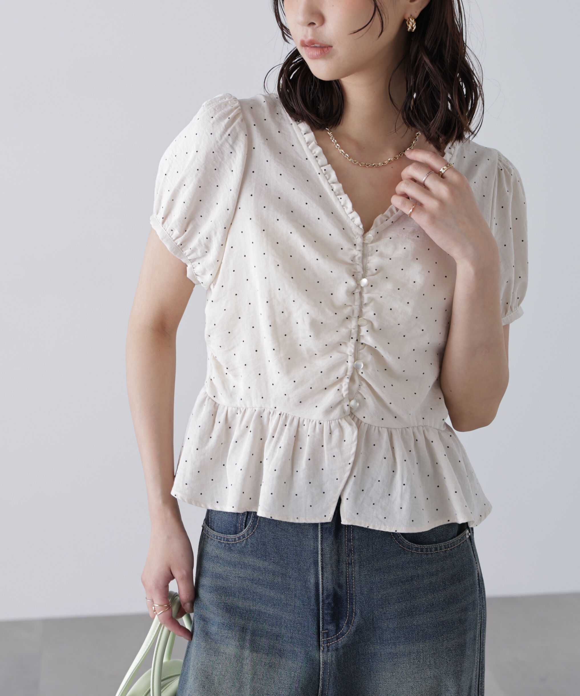  「ペプラムギャザーブラウス」|シャツ・ブラウス|