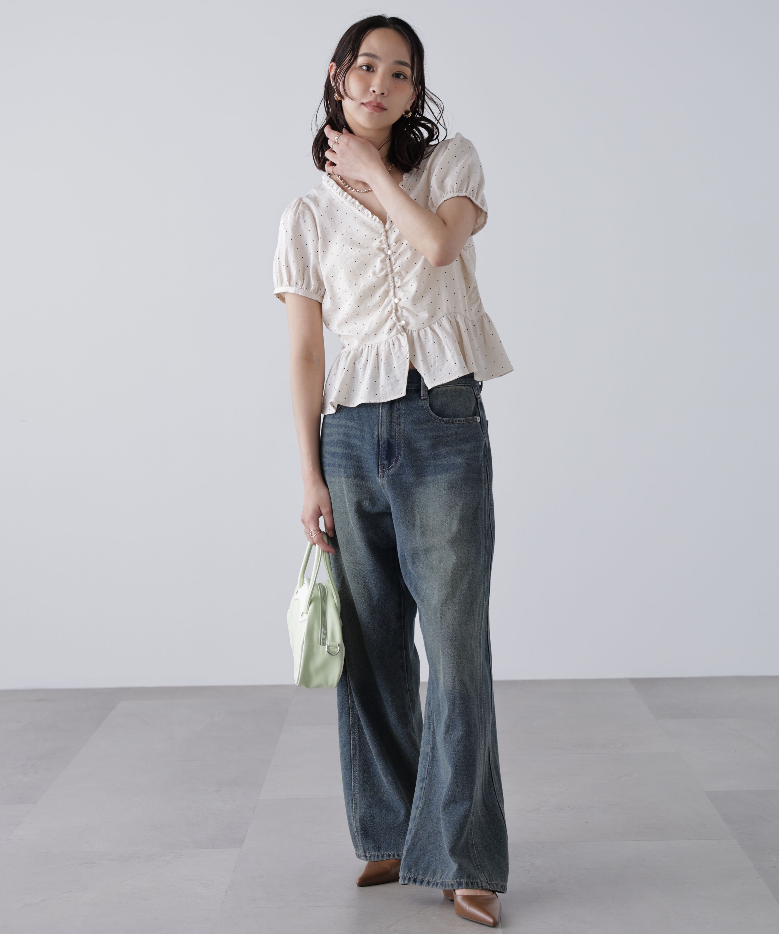  「ペプラムギャザーブラウス」|シャツ・ブラウス|