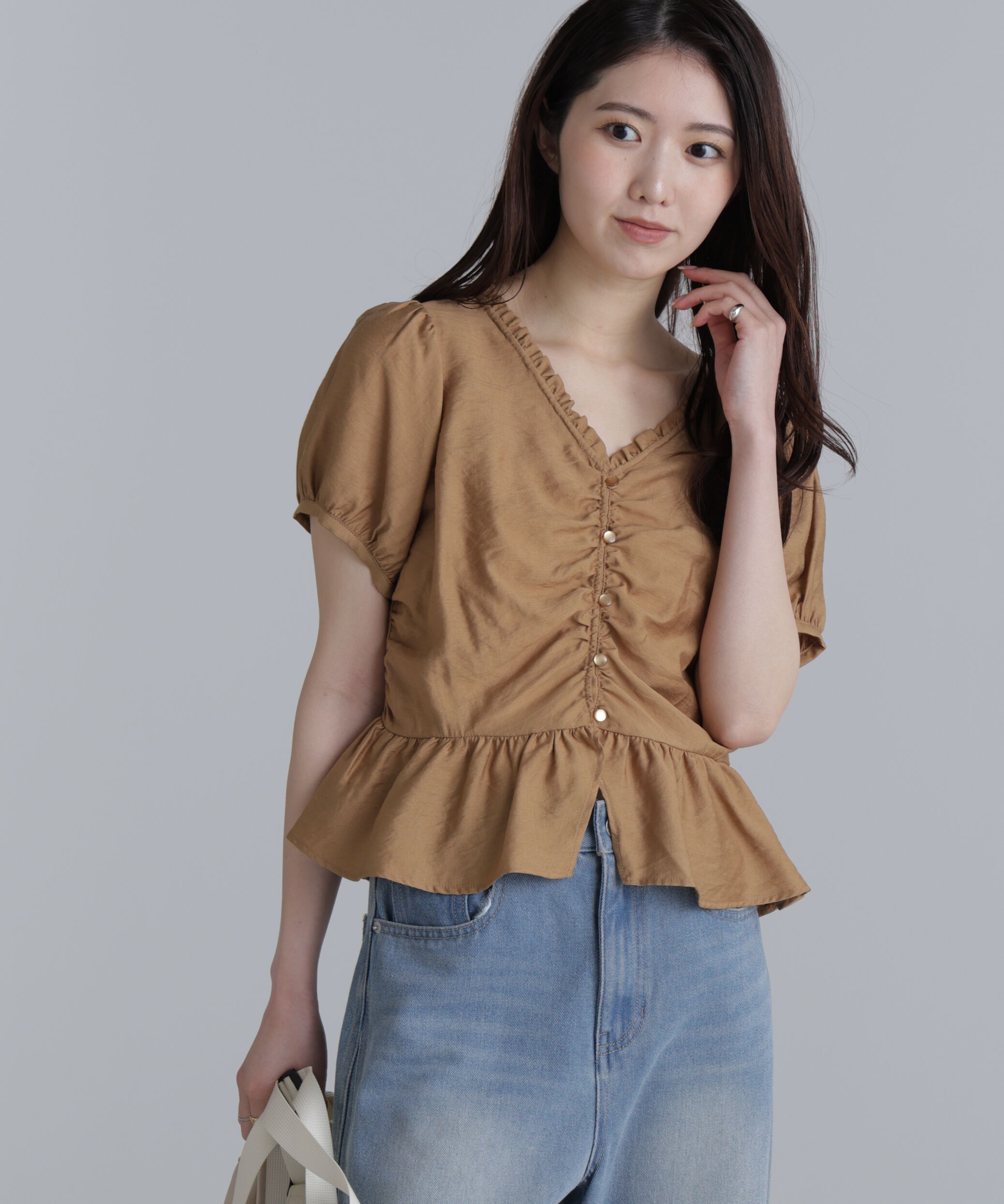  「ペプラムギャザーブラウス」|シャツ・ブラウス|