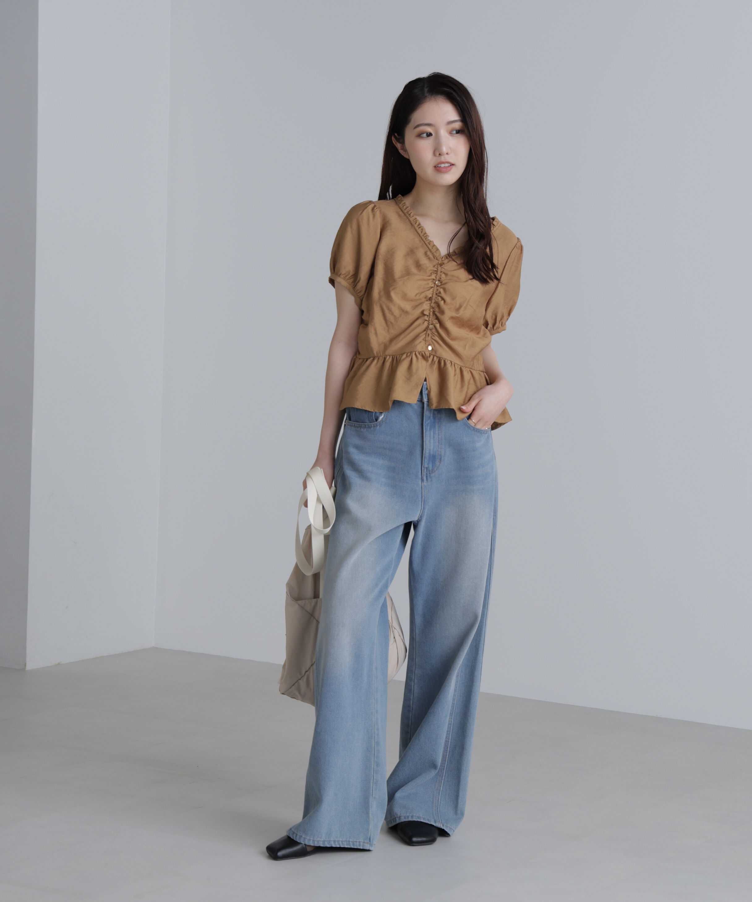  「ペプラムギャザーブラウス」|シャツ・ブラウス|