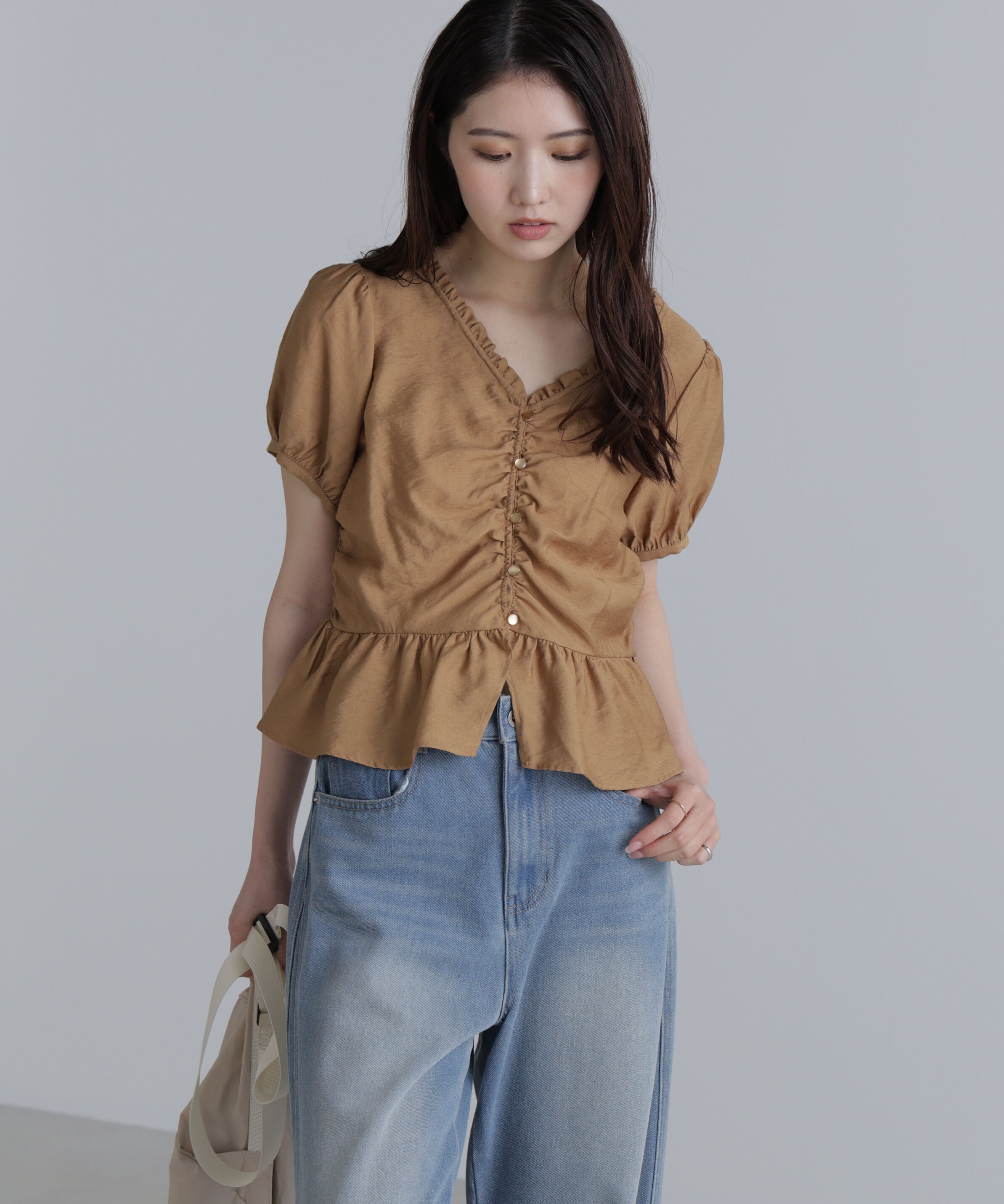  「ペプラムギャザーブラウス」|シャツ・ブラウス|
