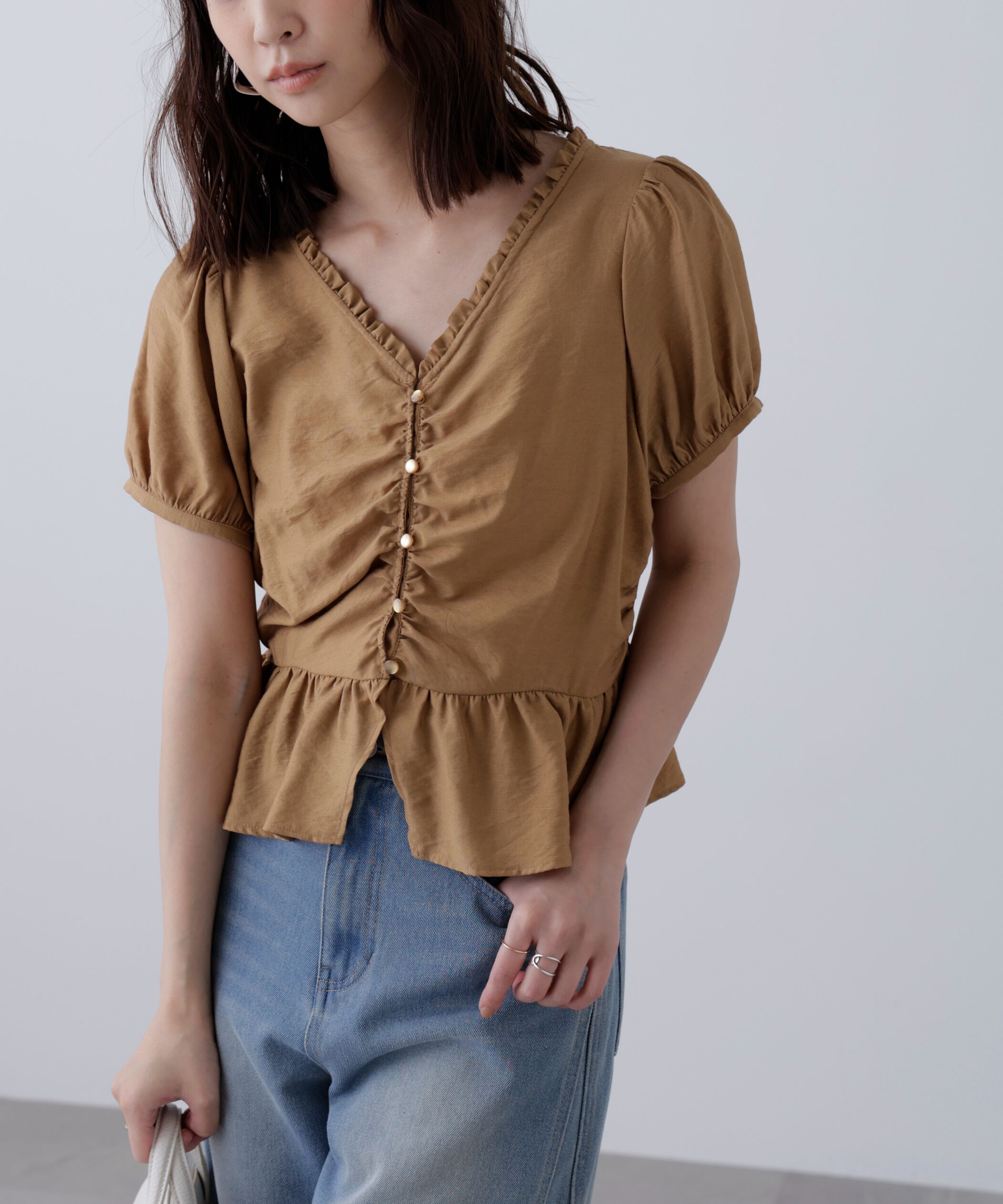  「ペプラムギャザーブラウス」|シャツ・ブラウス|