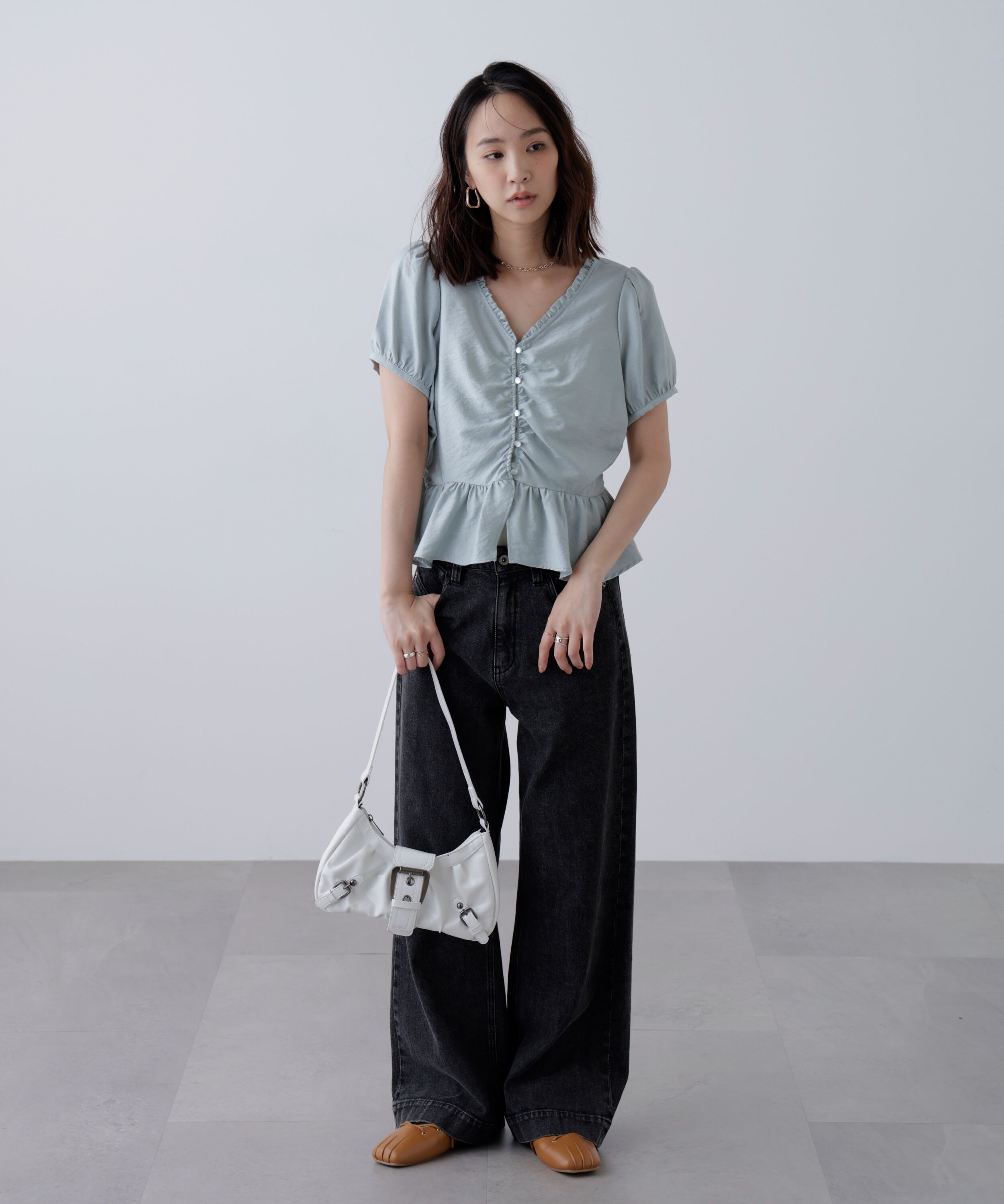  「ペプラムギャザーブラウス」|シャツ・ブラウス|