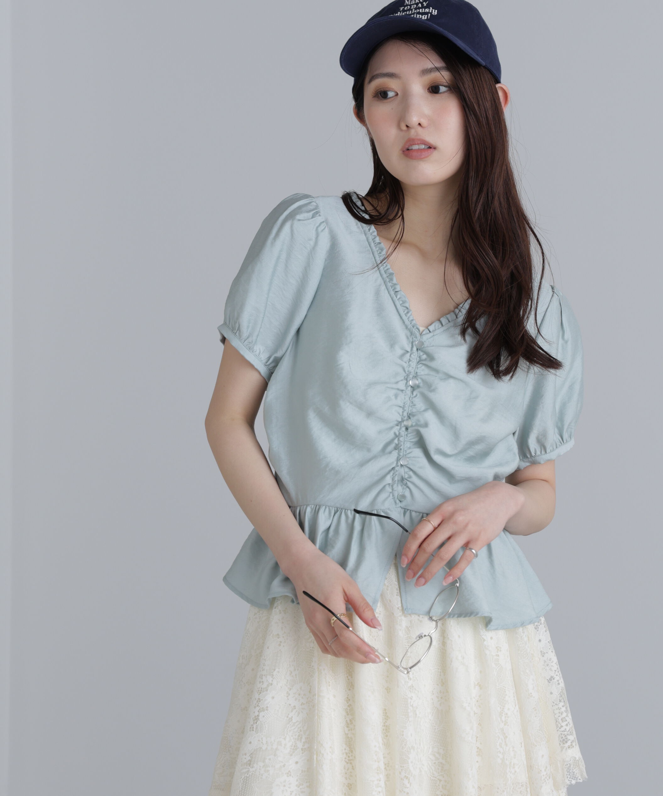  「ペプラムギャザーブラウス」|シャツ・ブラウス|