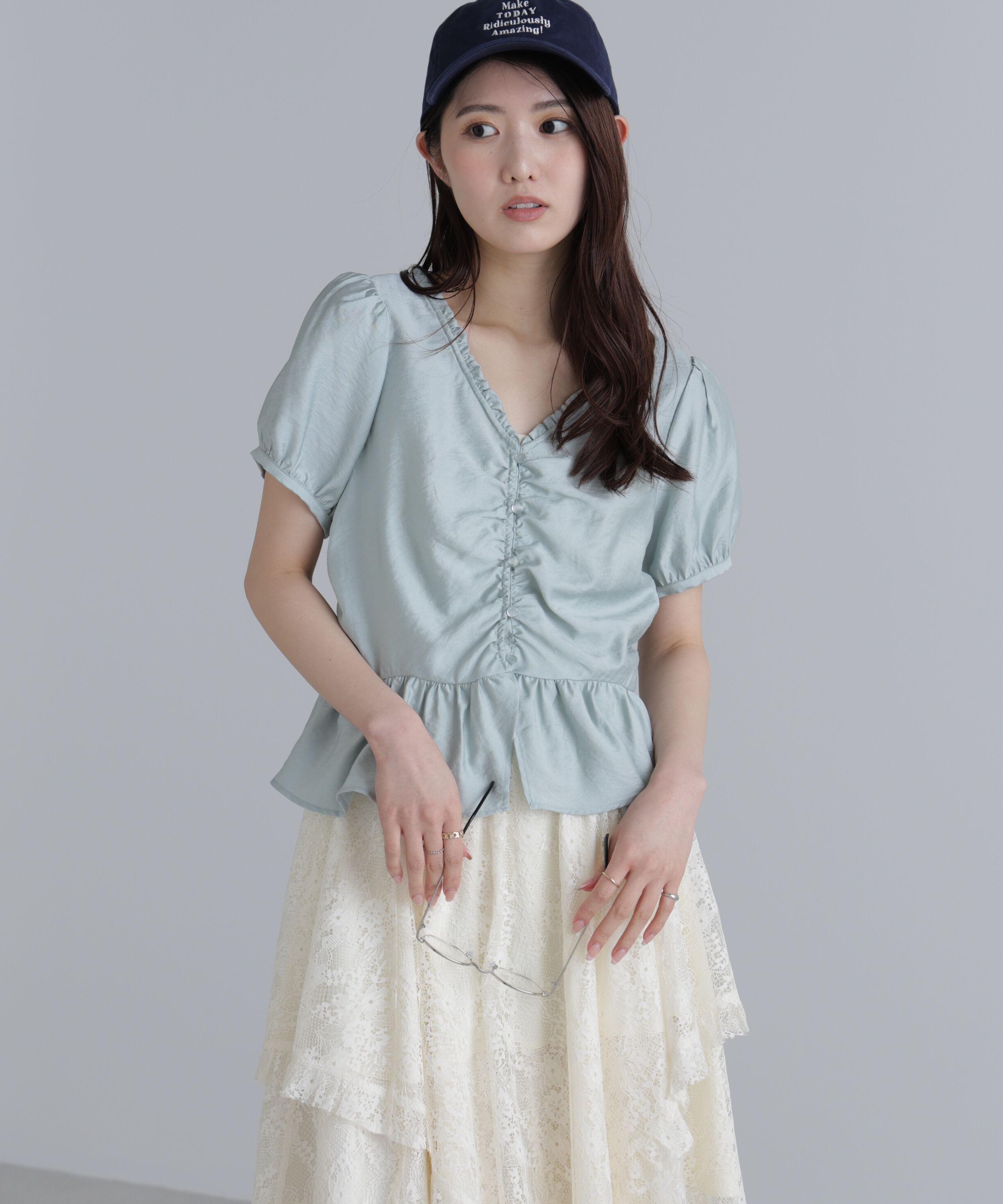  「ペプラムギャザーブラウス」|シャツ・ブラウス|