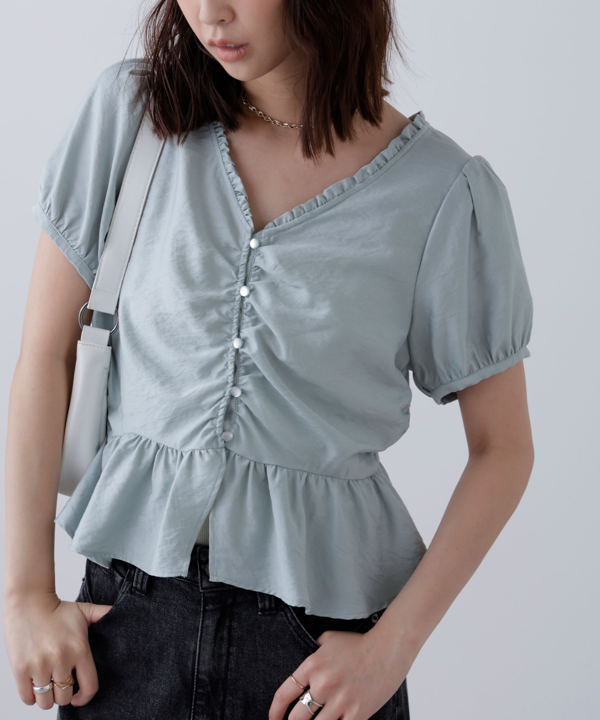  「ペプラムギャザーブラウス」|シャツ・ブラウス|