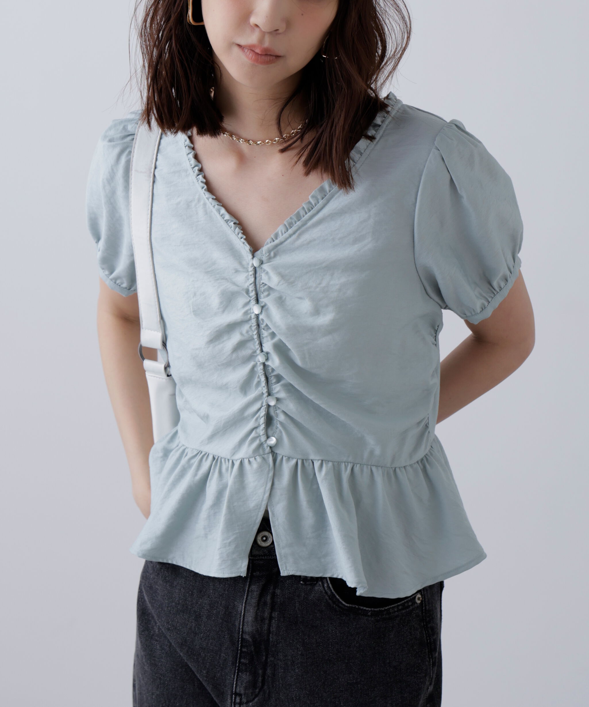  「ペプラムギャザーブラウス」|シャツ・ブラウス|