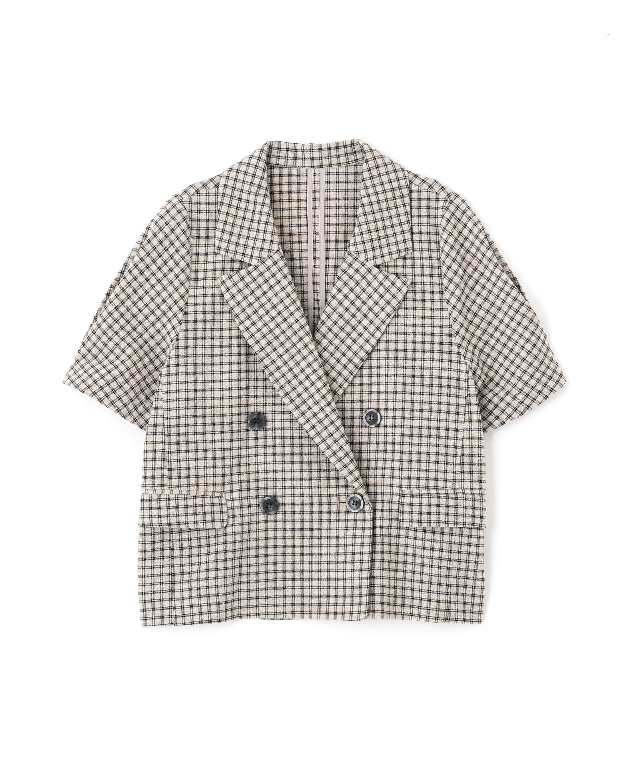  「袖コクーンダブルブレストハーフジャケット」|その他|