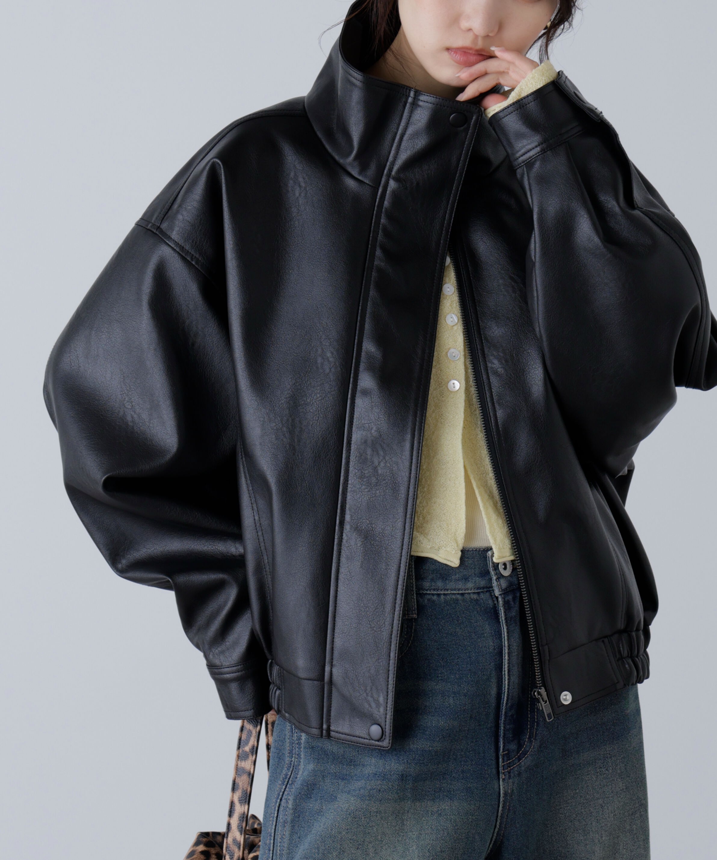  「スタンド合皮ブルゾン」|ブルゾン・スタジャン|