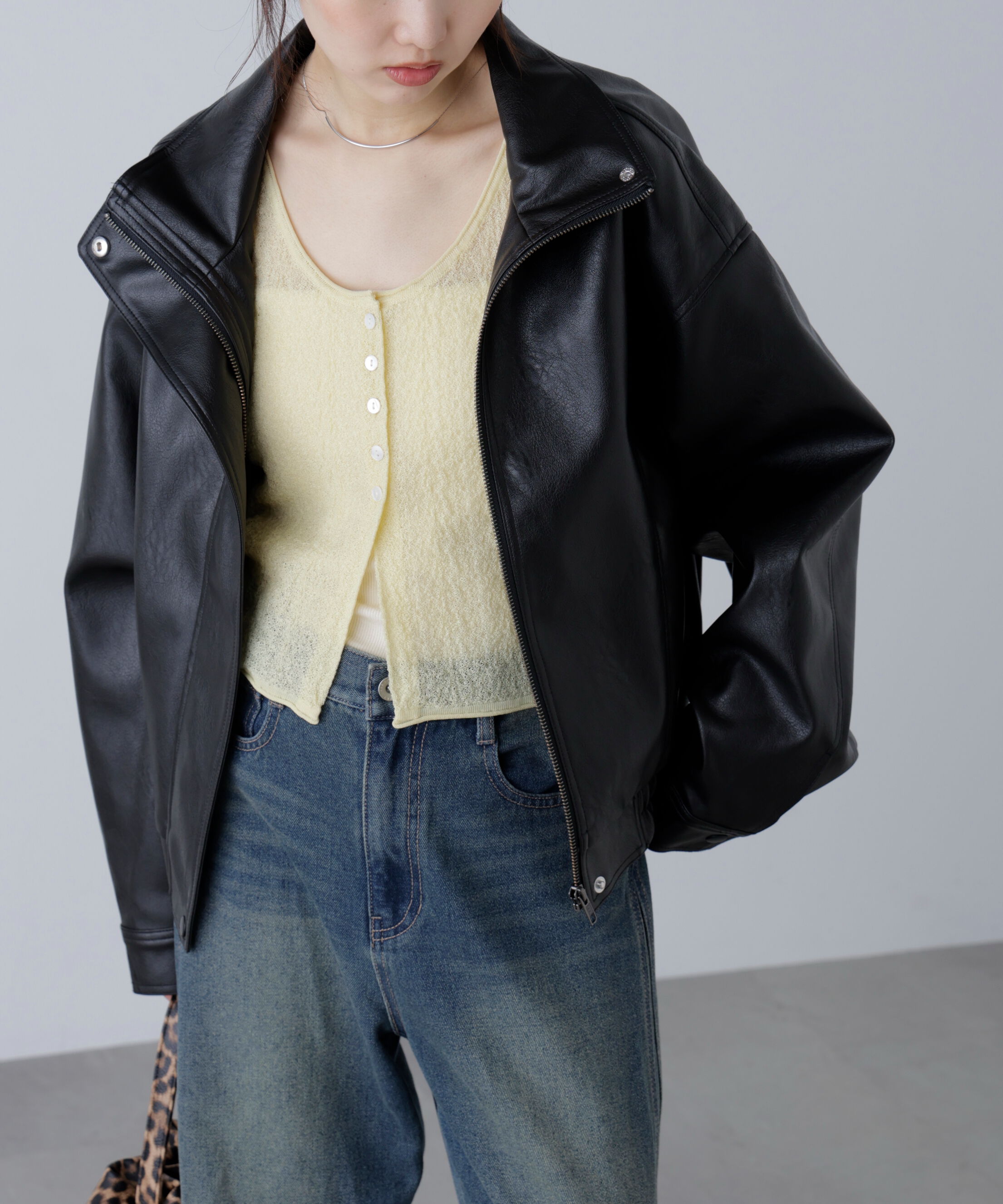  「スタンド合皮ブルゾン」|ブルゾン・スタジャン|