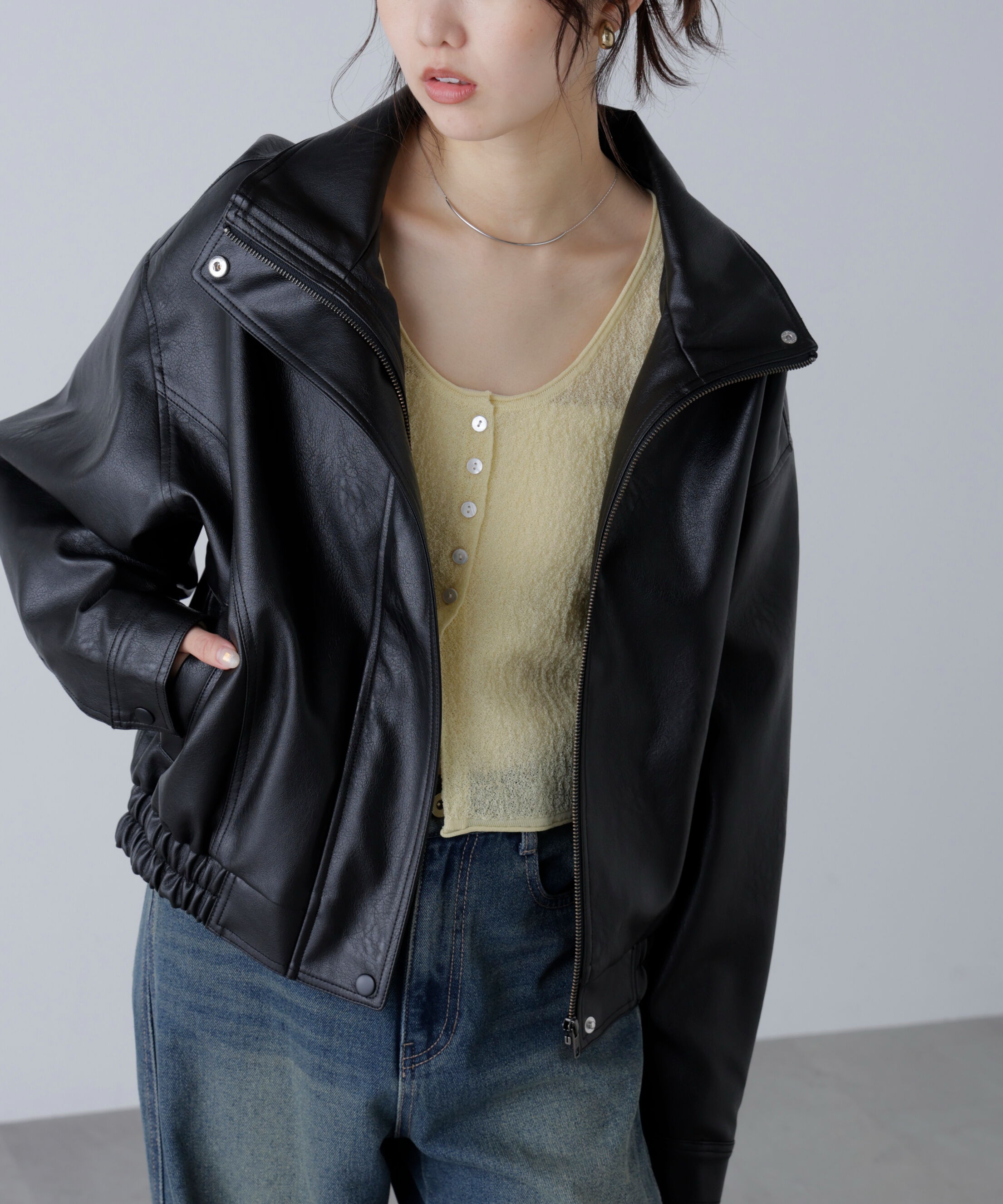  「スタンド合皮ブルゾン」|ブルゾン・スタジャン|