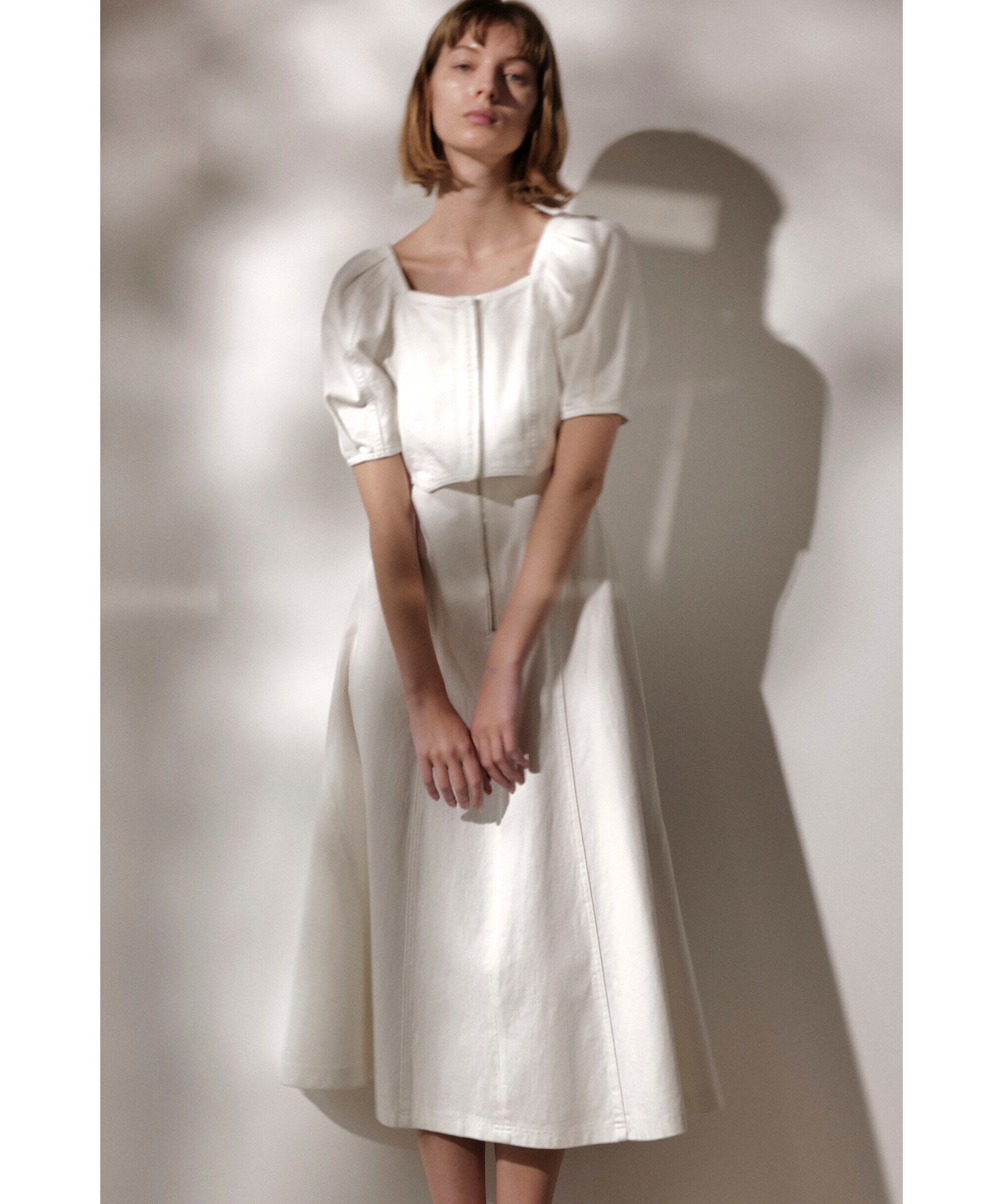  「レースアップデニムワンピース」|ワンピース|