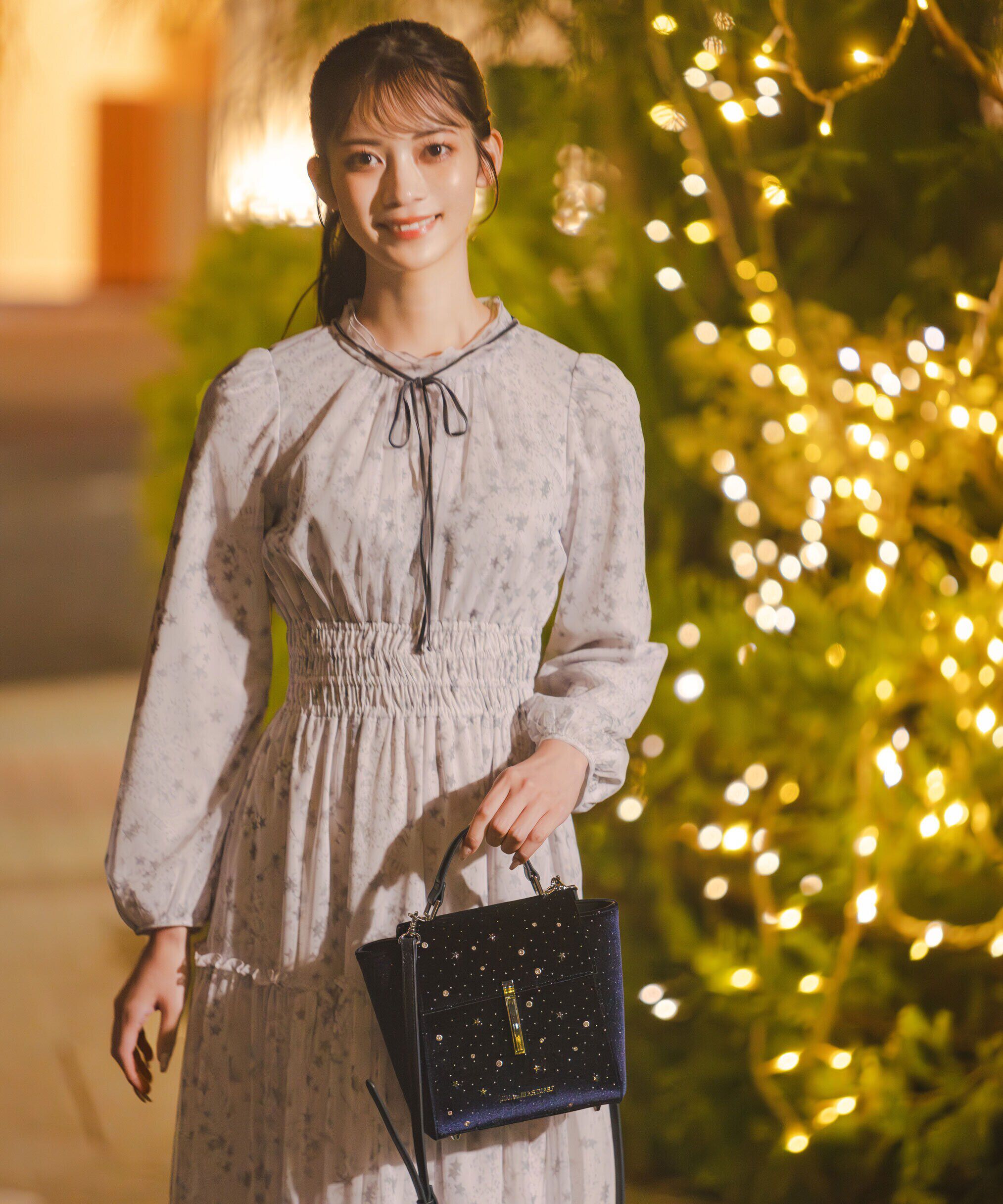  「星柄チュールワンピース」|ワンピース|ホワイト