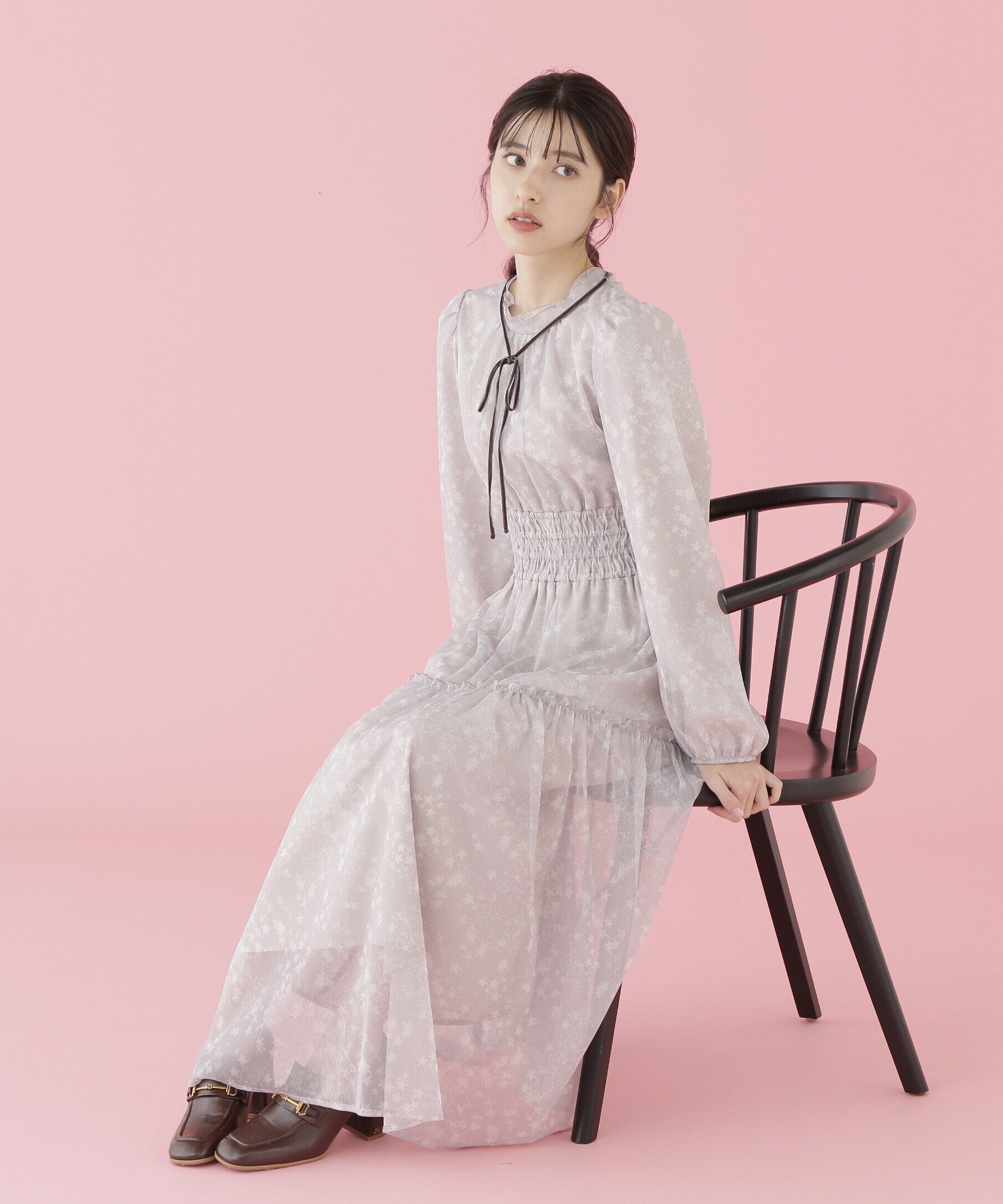  「星柄チュールワンピース」|ワンピース|ピンク