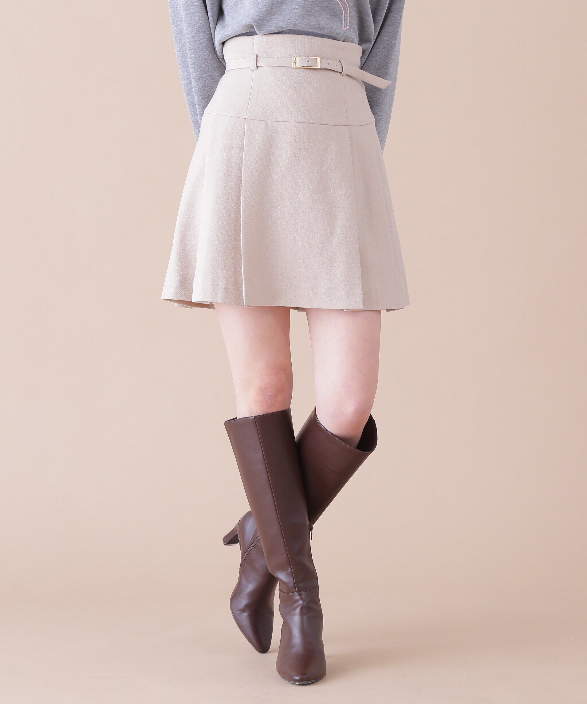  「バックルベルト付プリーツミニスカート」|スカート|