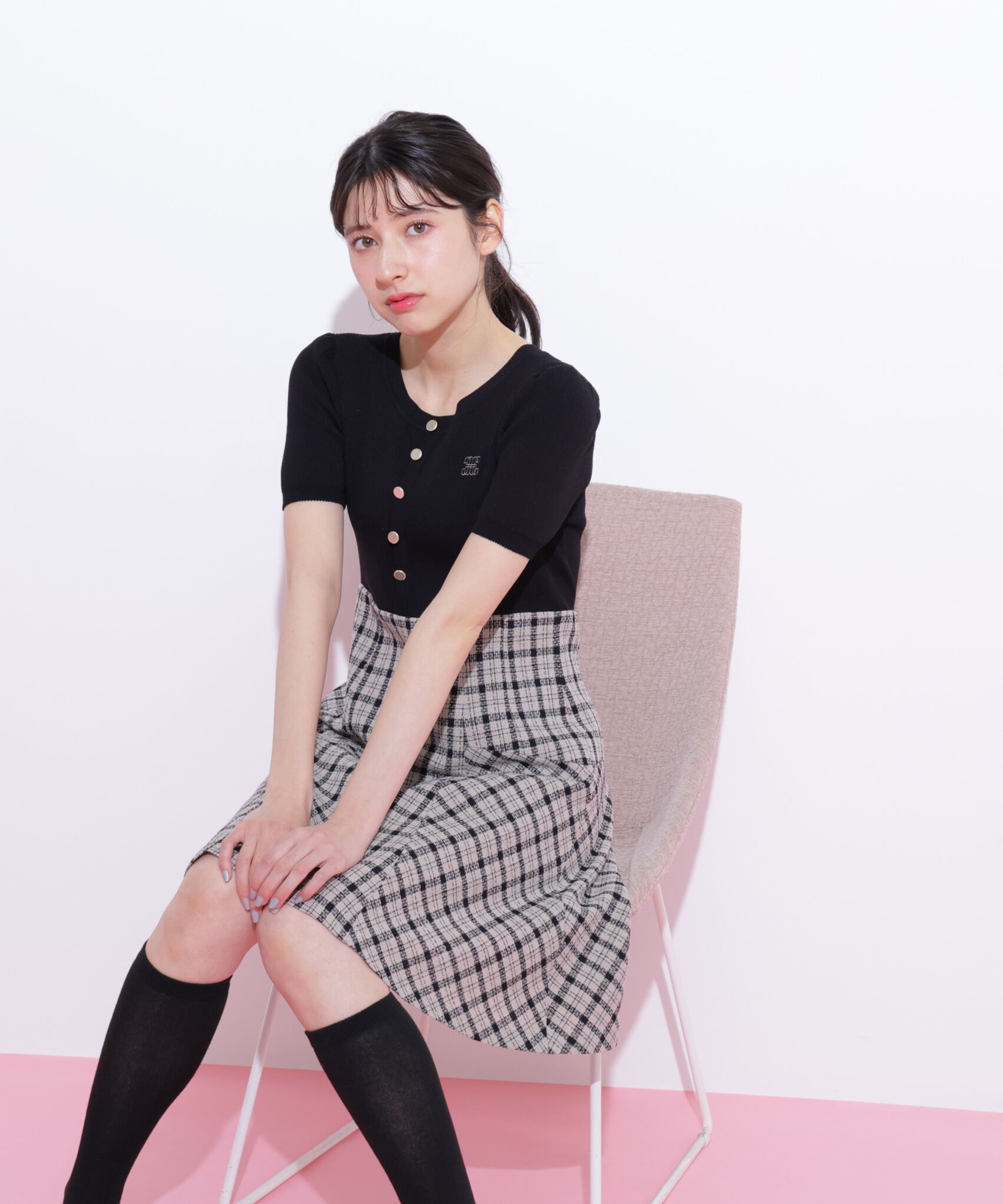  「チェックドッキングミニワンピース」|ワンピース|