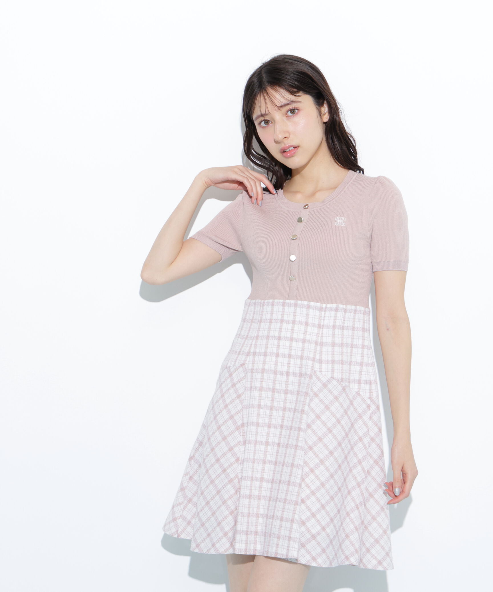  「チェックドッキングミニワンピース」|ワンピース|