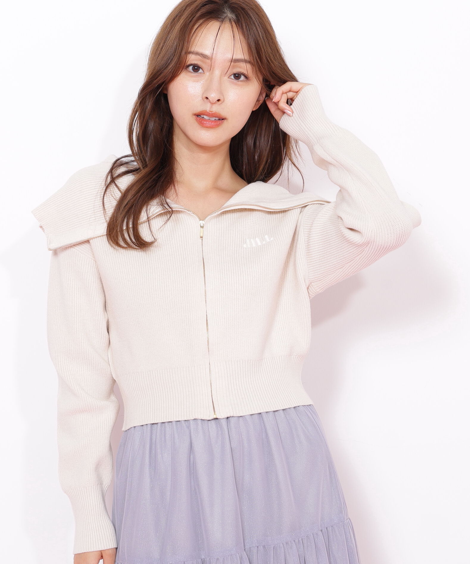  「ビッグカラージップニット」|ニット・セーター|