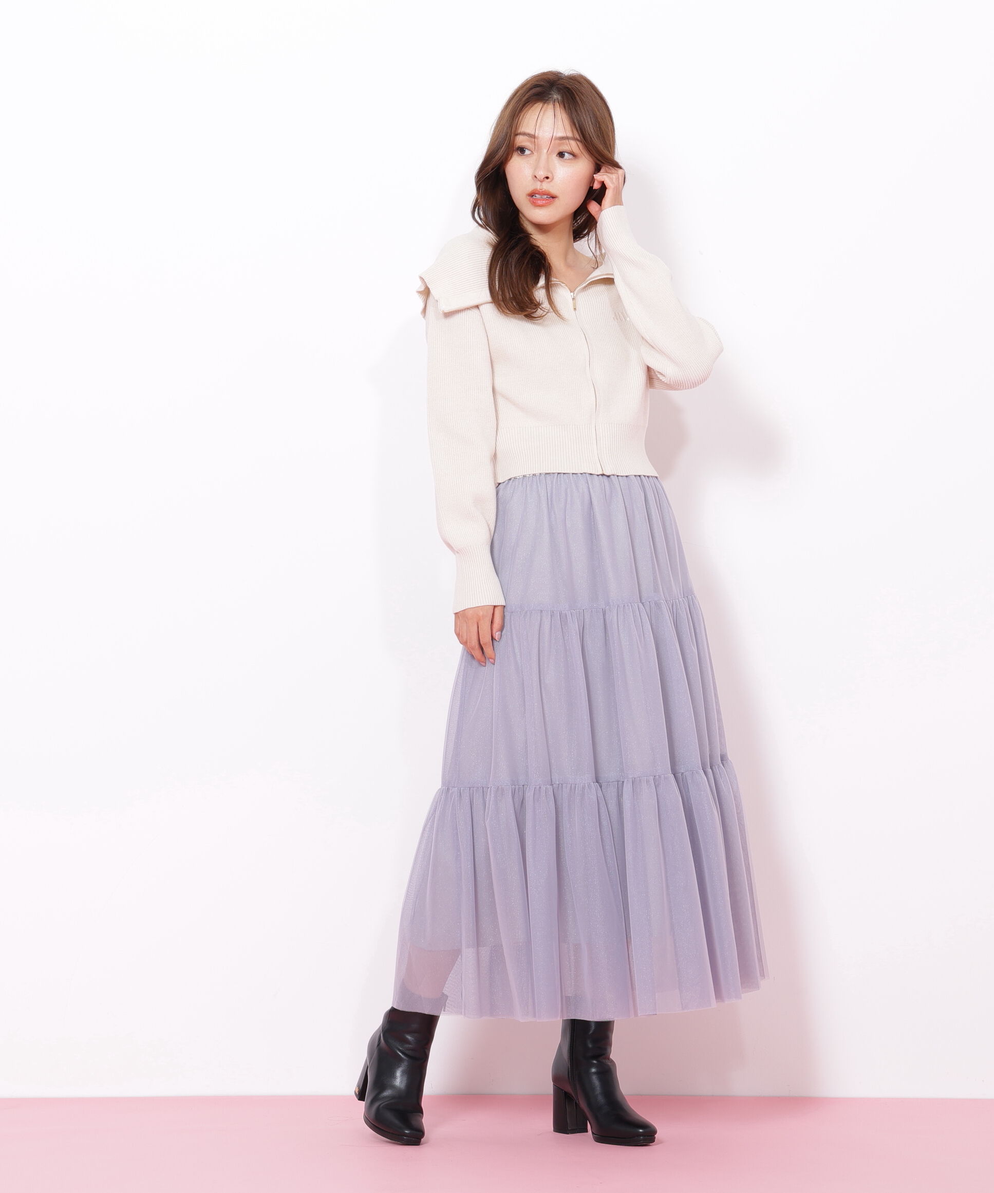  「ビッグカラージップニット」|ニット・セーター|