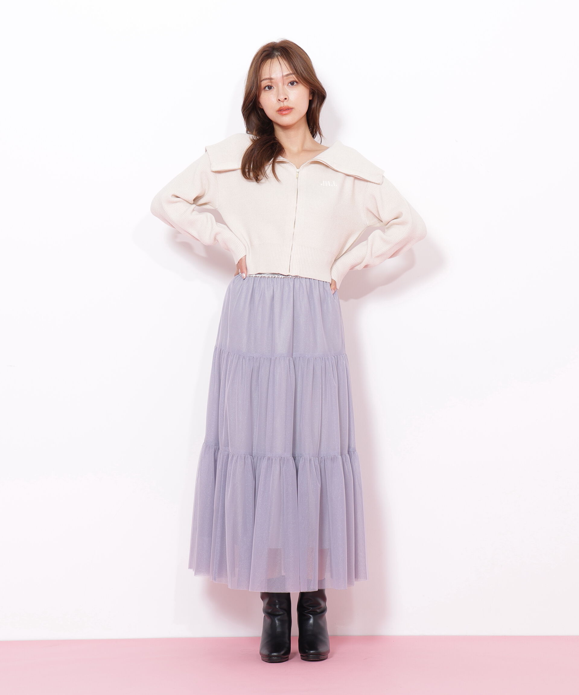  「ビッグカラージップニット」|ニット・セーター|