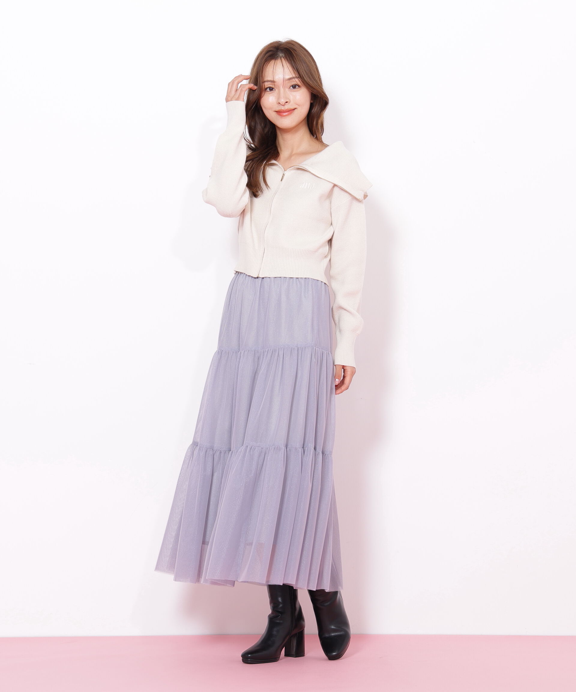  「ビッグカラージップニット」|ニット・セーター|