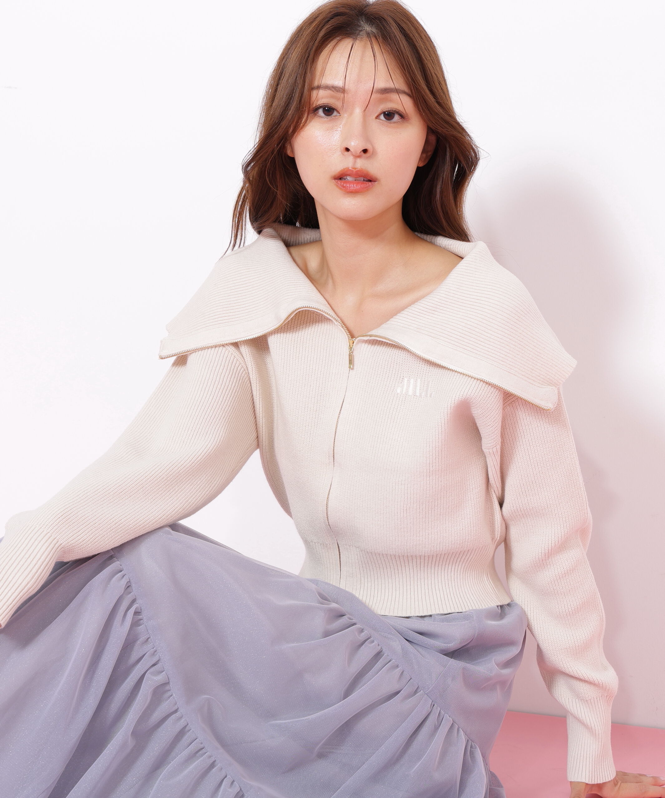  「ビッグカラージップニット」|ニット・セーター|