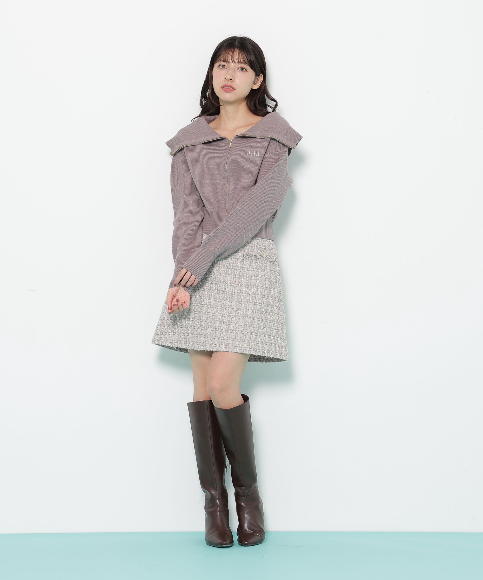  「ビッグカラージップニット」|ニット・セーター|