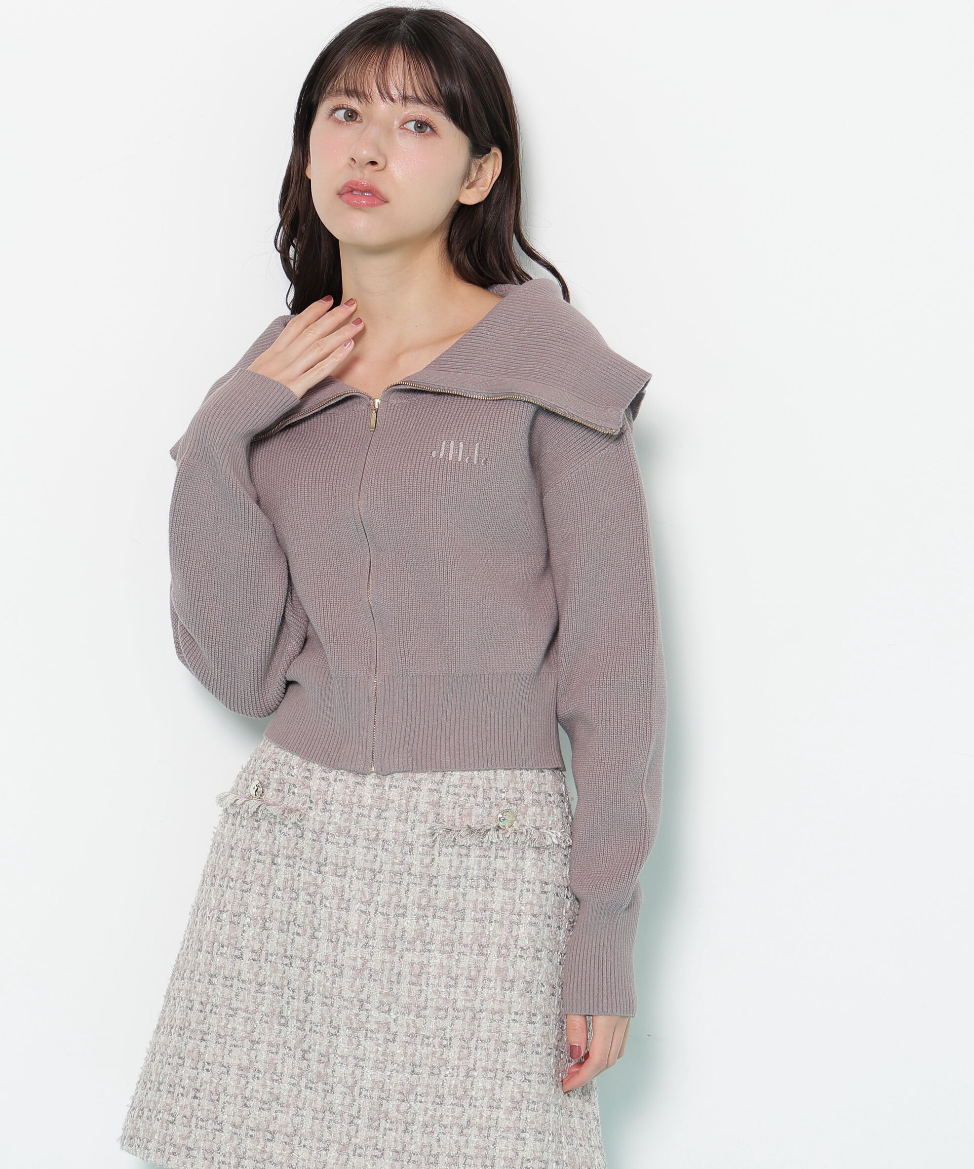  「ビッグカラージップニット」|ニット・セーター|