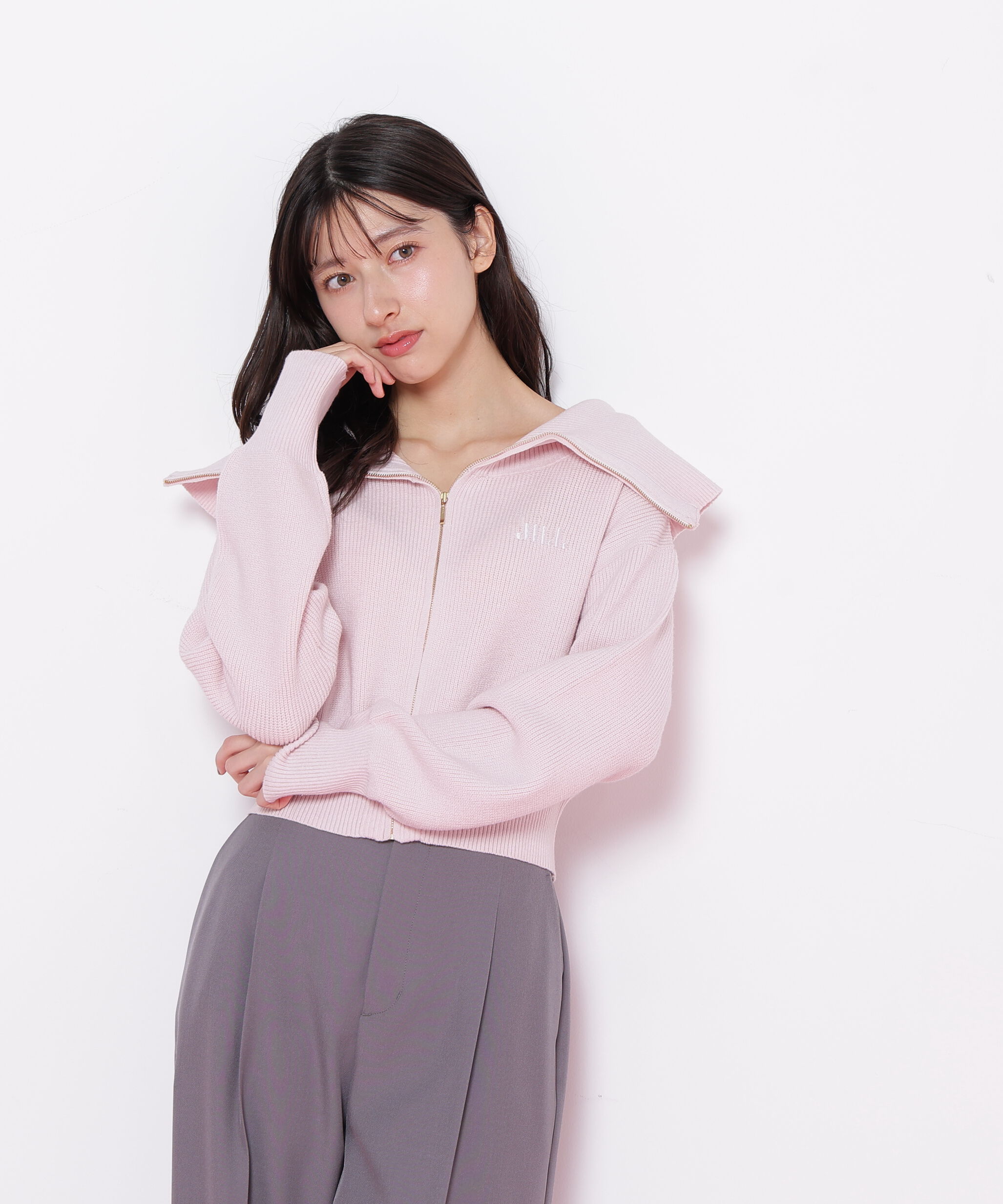  「ビッグカラージップニット」|ニット・セーター|