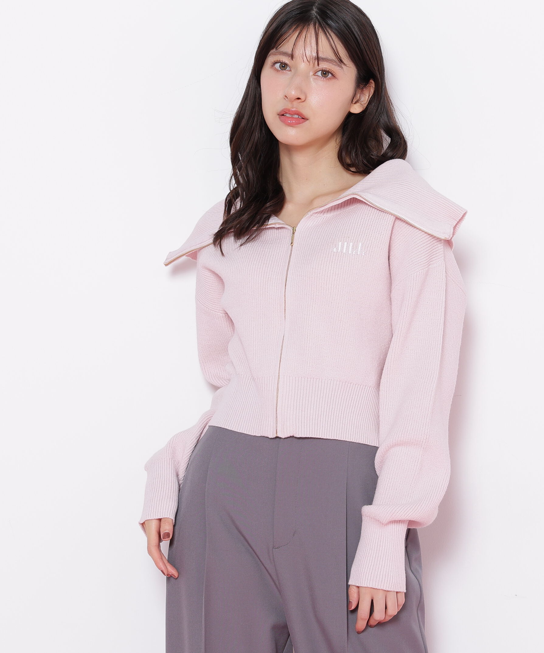  「ビッグカラージップニット」|ニット・セーター|