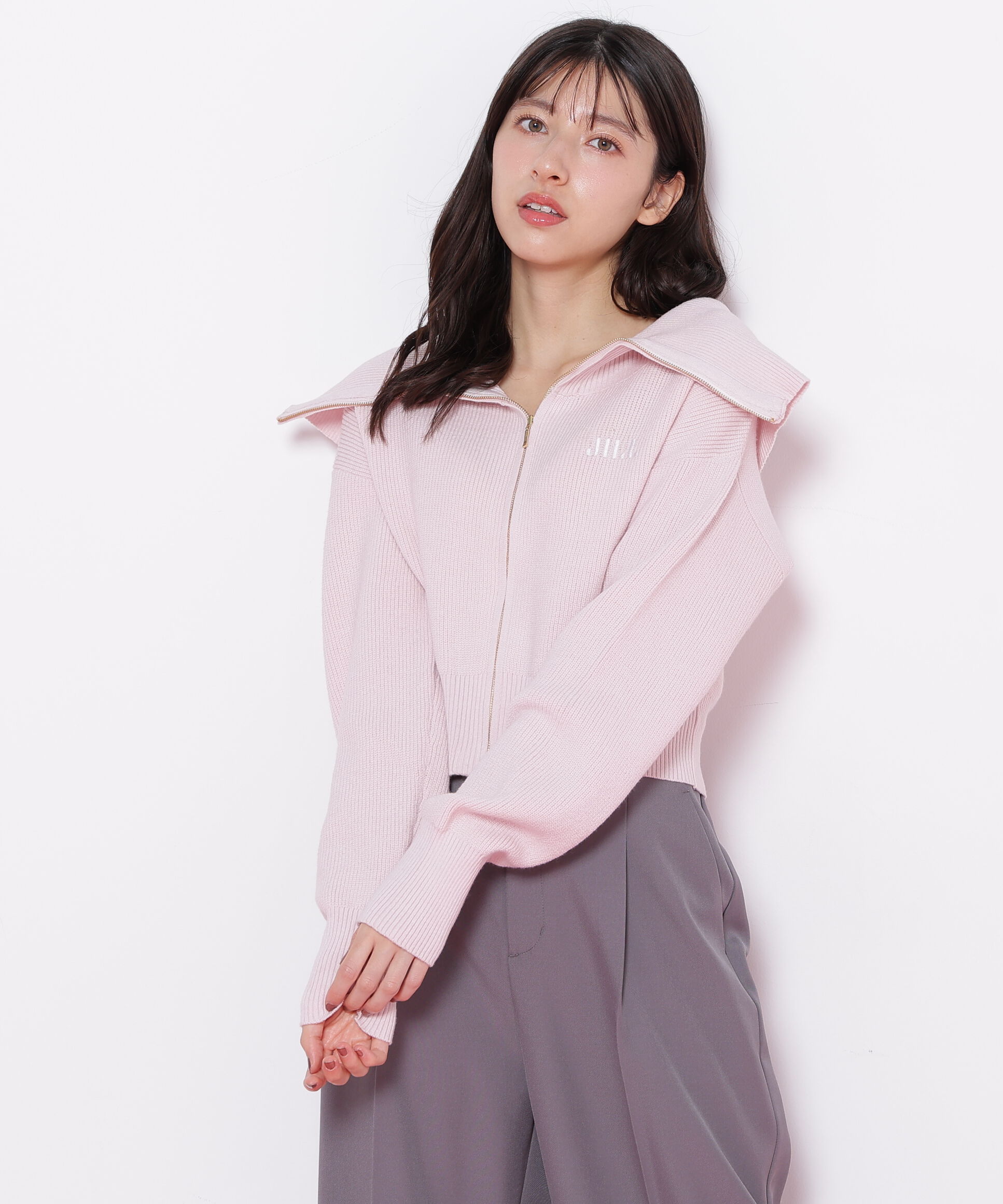  「ビッグカラージップニット」|ニット・セーター|