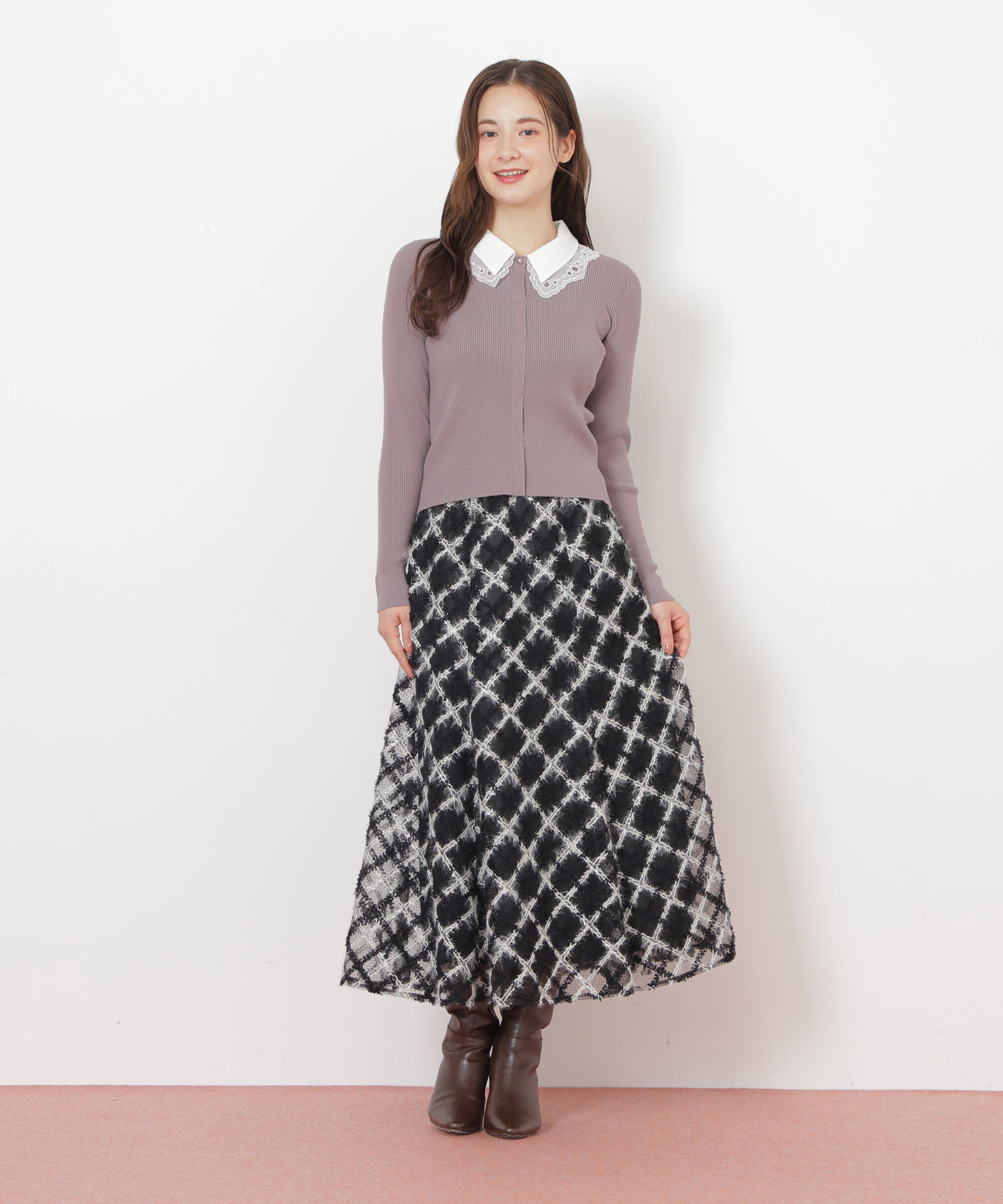  「エンブロイダリーシアーチェック」|スカート|