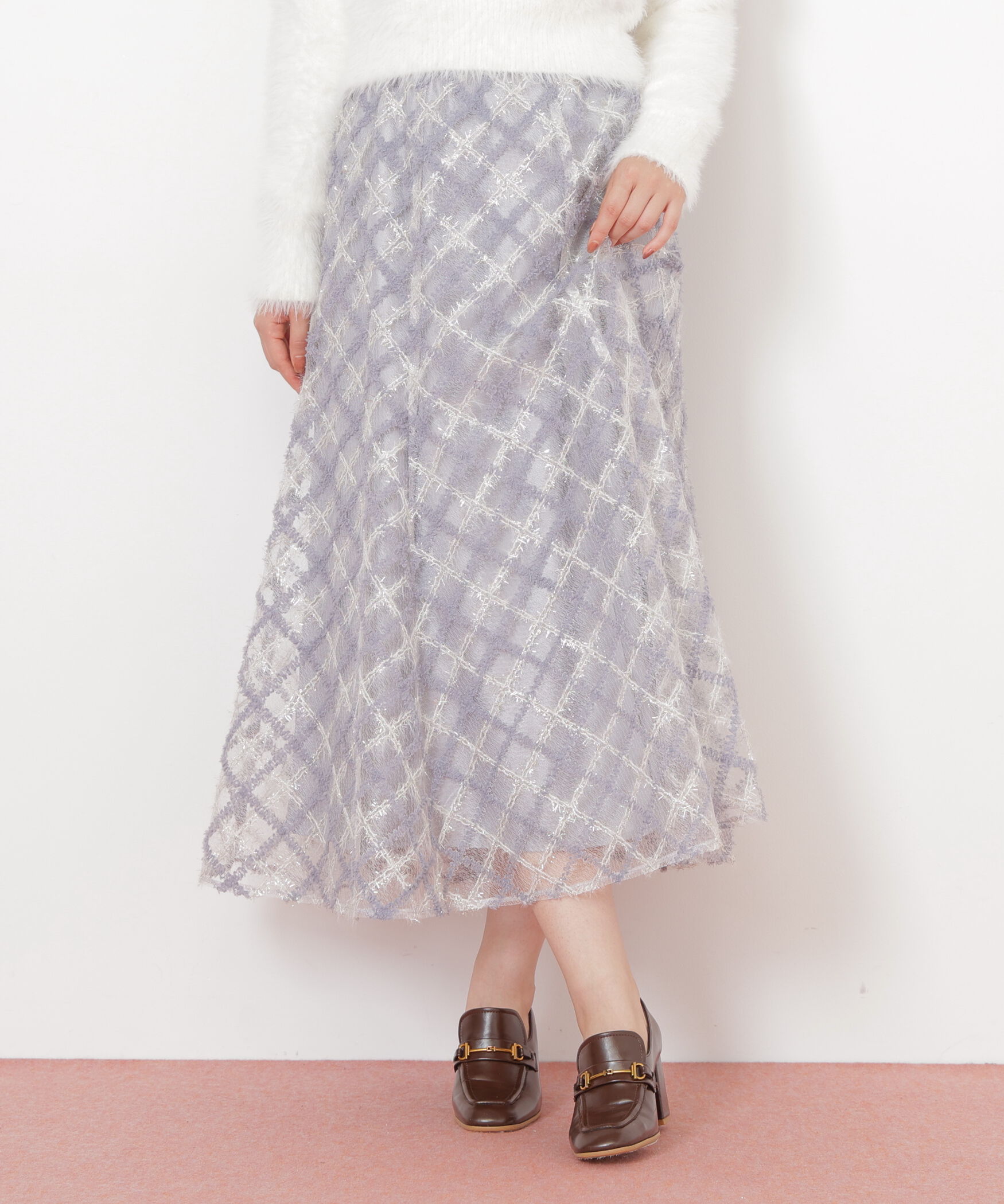  「エンブロイダリーシアーチェック」|スカート|