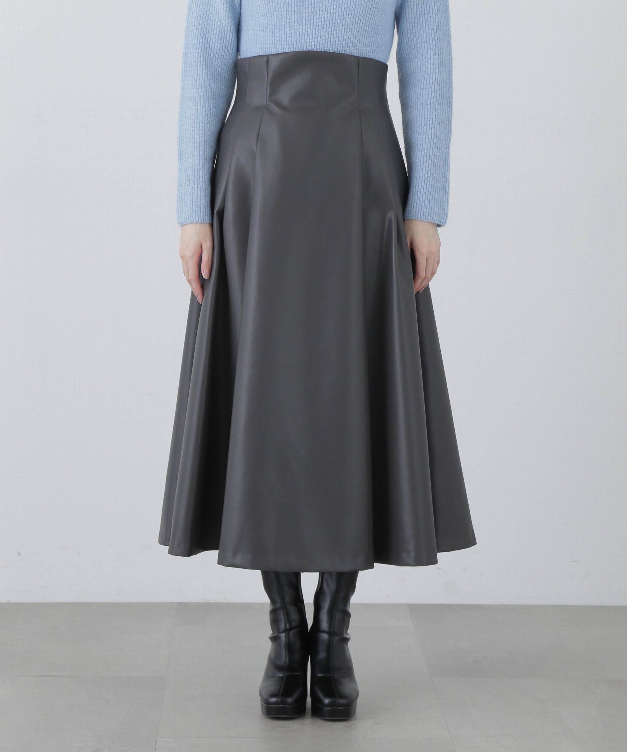 PROPORTION BODY DRESSING「フェイクレザーフレアスカート」|スカート|