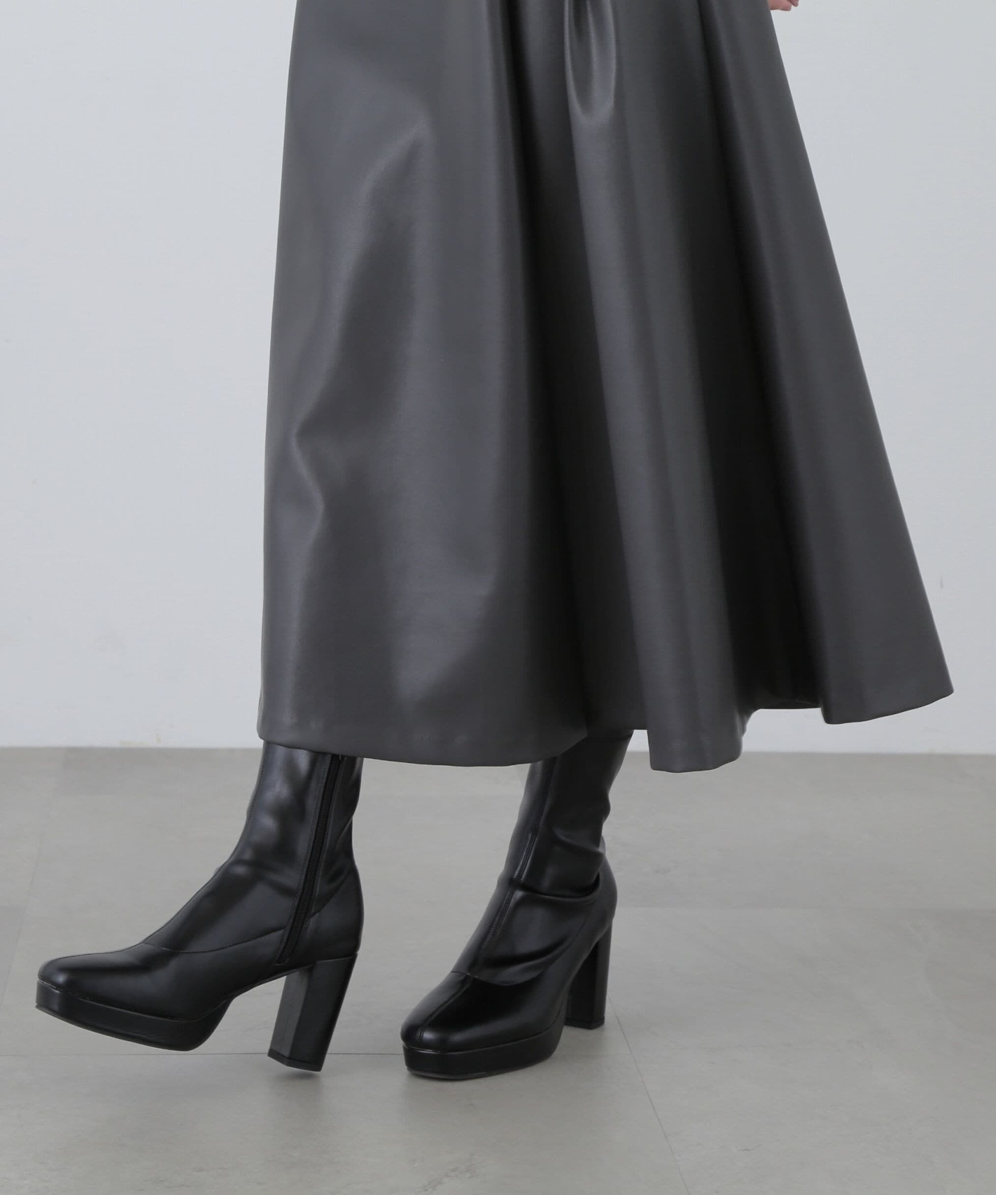 PROPORTION BODY DRESSING「フェイクレザーフレアスカート」|スカート|