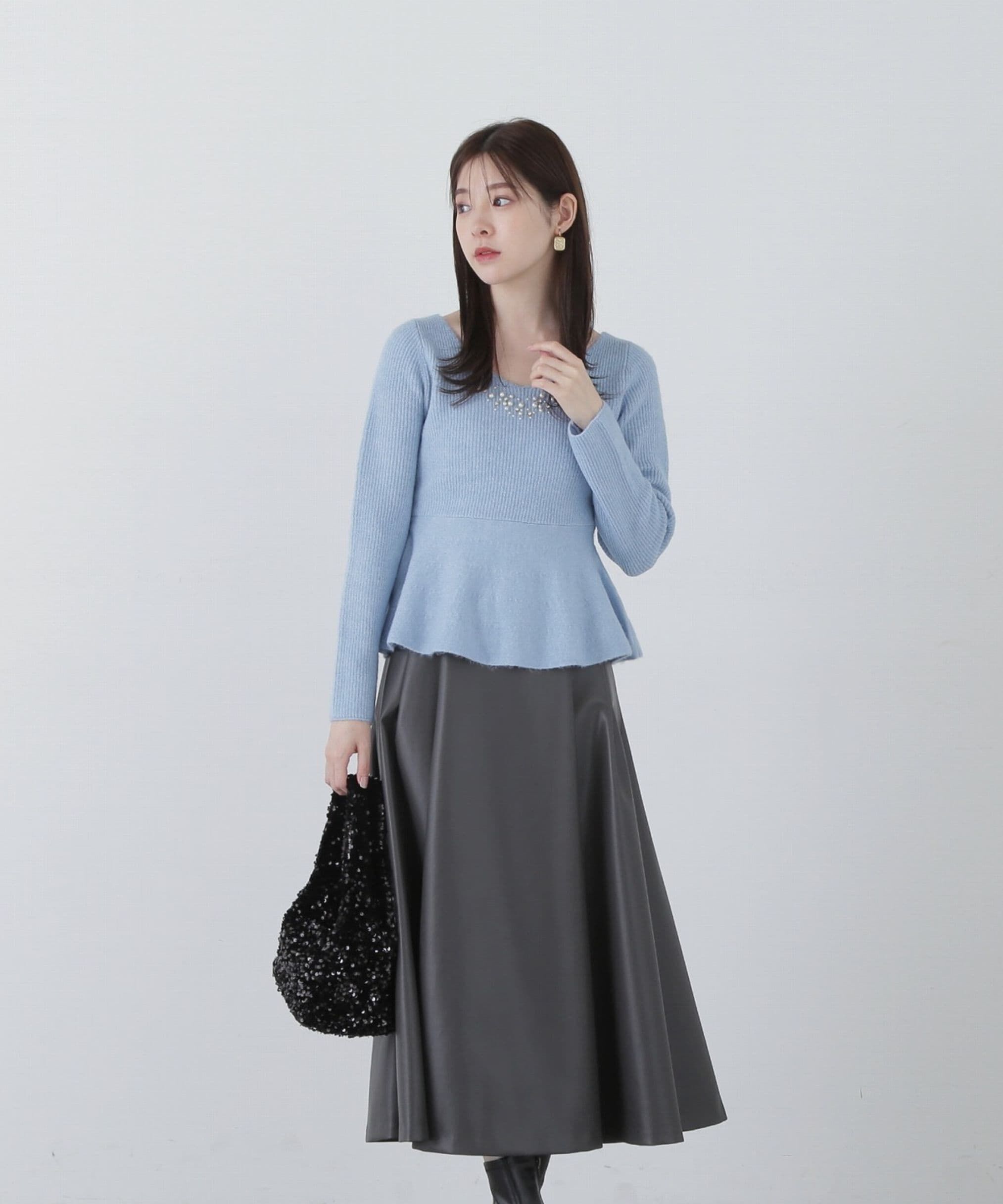 PROPORTION BODY DRESSING「フェイクレザーフレアスカート」|スカート|