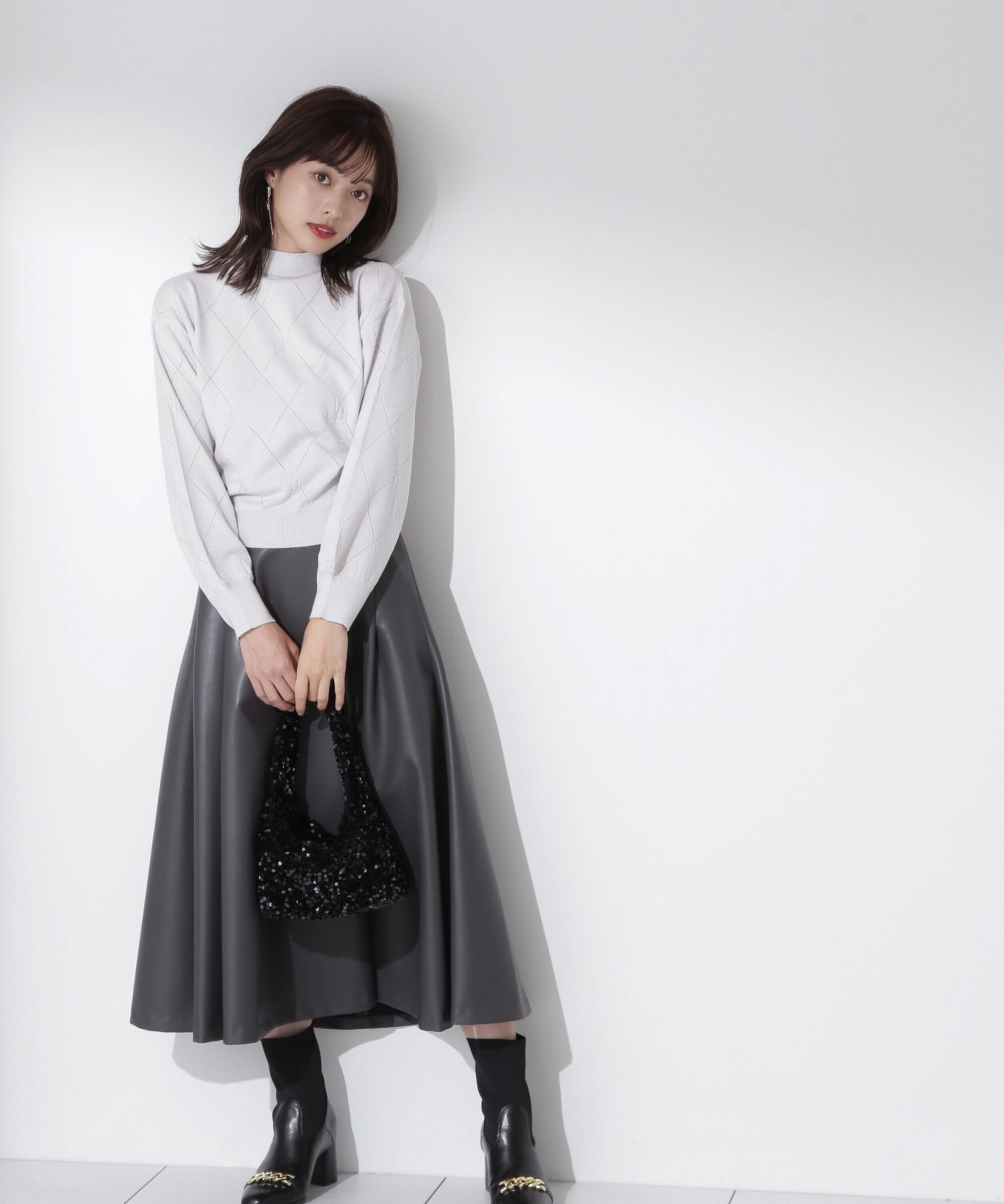 PROPORTION BODY DRESSING「フェイクレザーフレアスカート」|スカート|