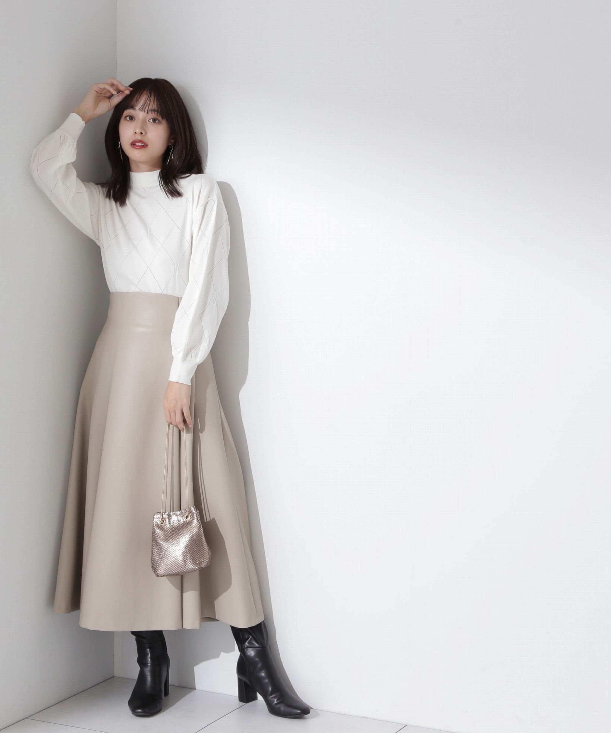 PROPORTION BODY DRESSING「フェイクレザーフレアスカート」|スカート|