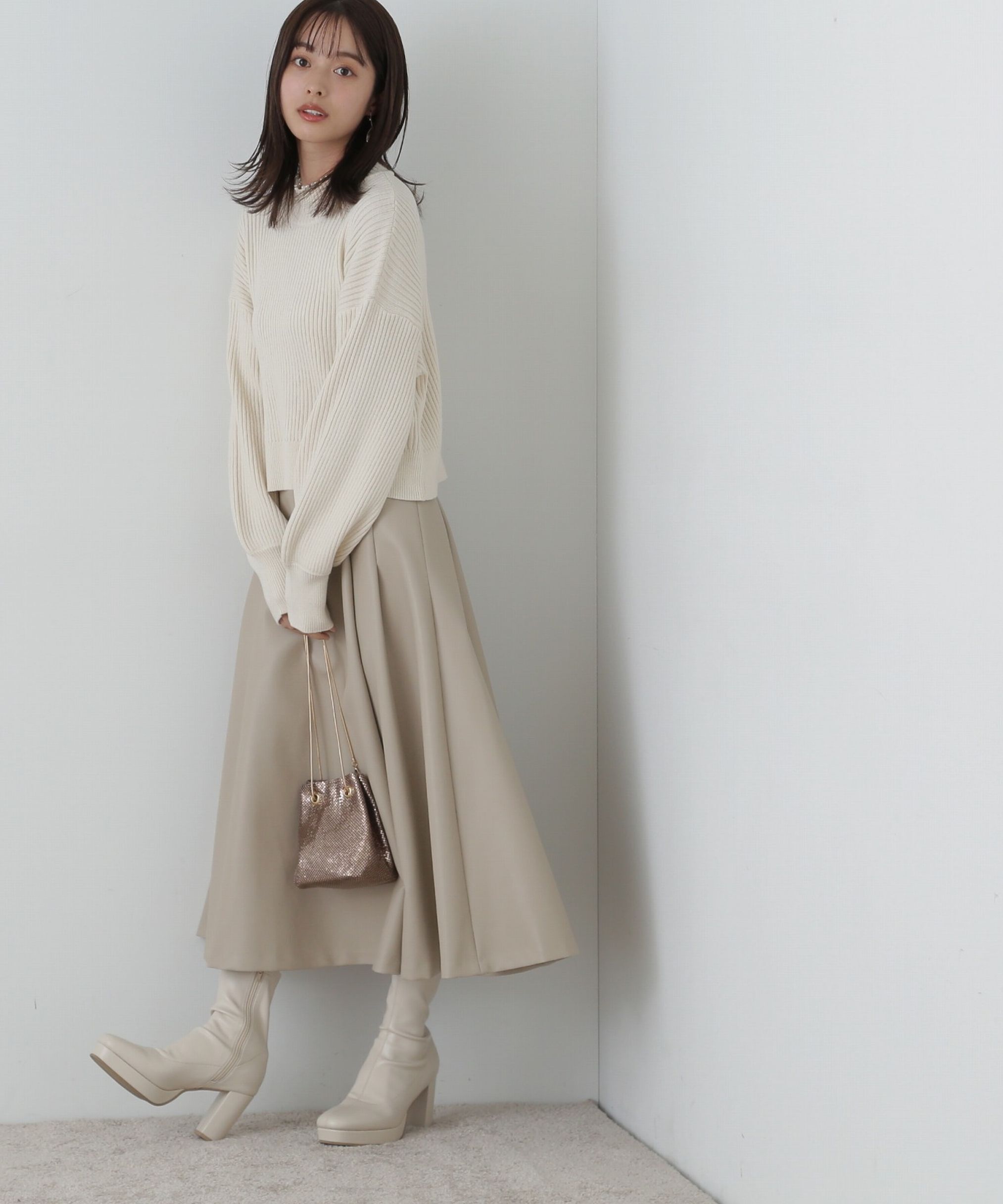 PROPORTION BODY DRESSING「フェイクレザーフレアスカート」|スカート|