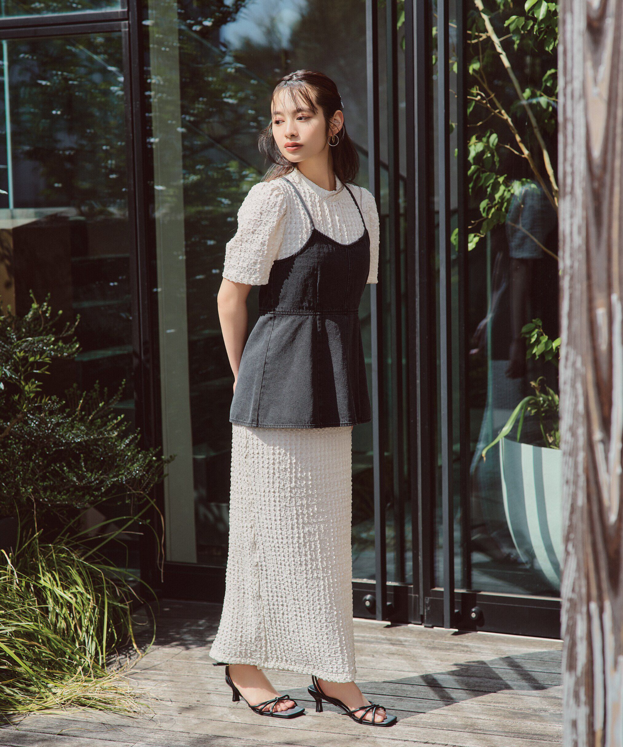 PROPORTION BODY DRESSING「デニムキャミ&times;カットワンピセット」|ワンピース|ブラック&times;エク