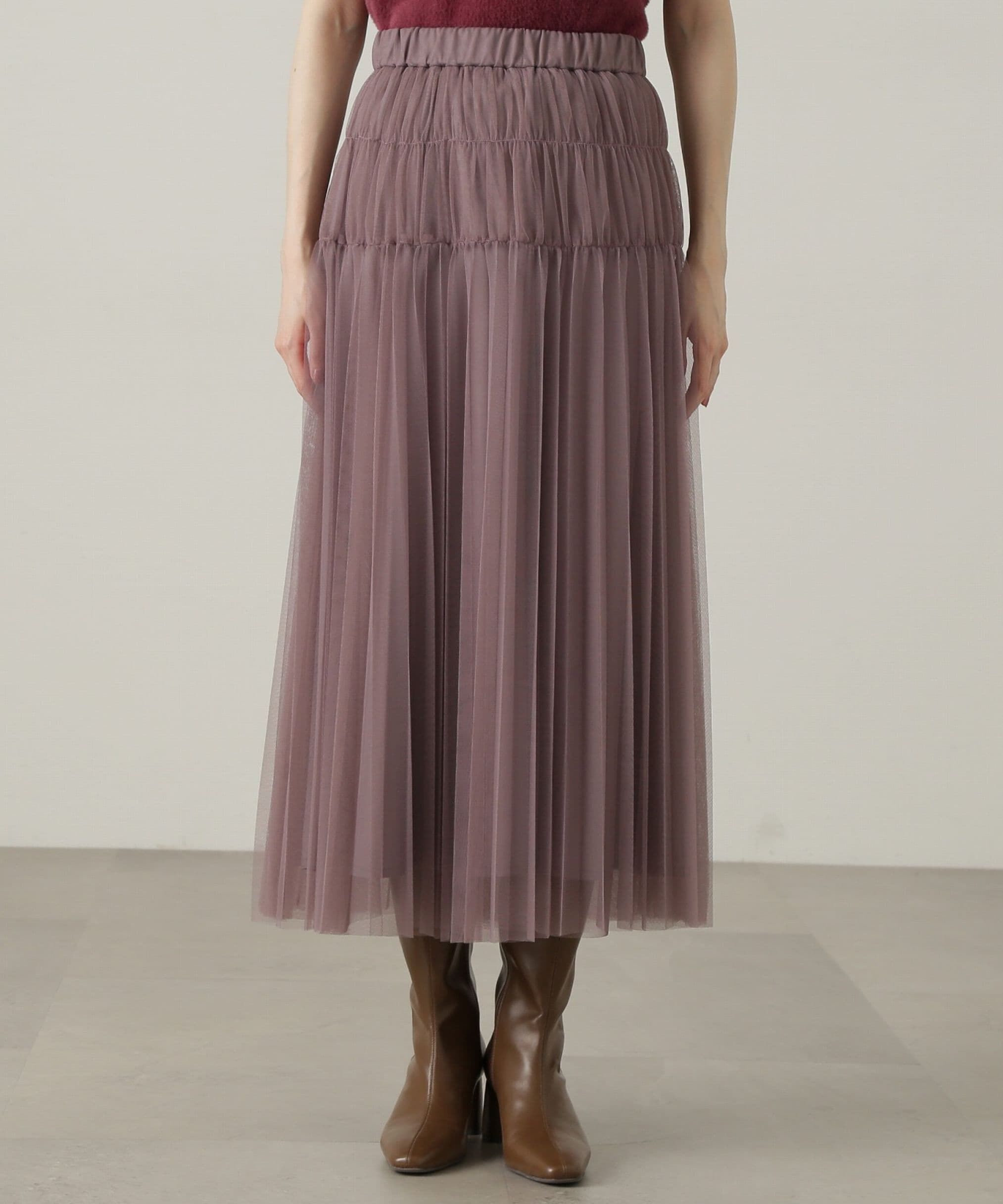 PROPORTION BODY DRESSING「シャーリングプリーツチュールスカート24AW」|スカート|