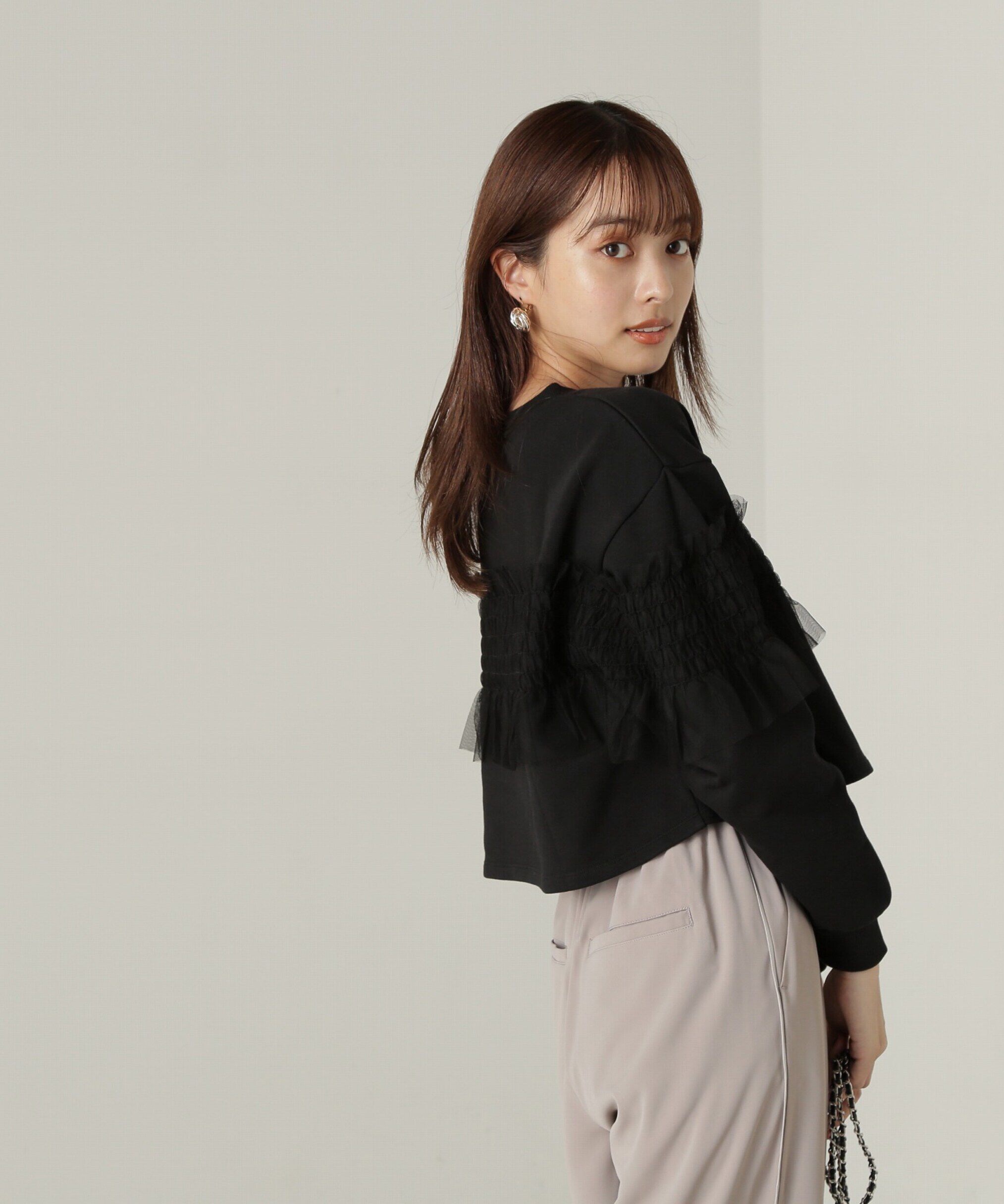 PROPORTION BODY DRESSING「チュールギャザースウェット　24AW」|Tシャツ・カットソー|