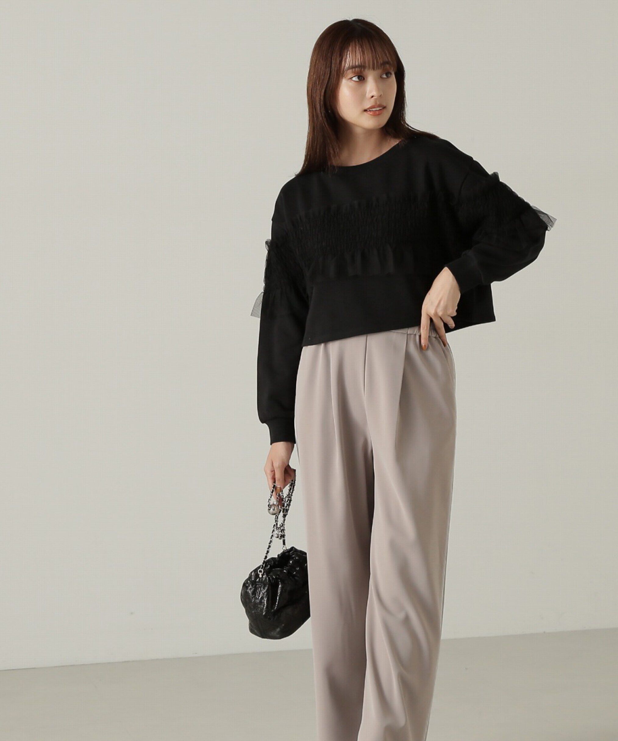 PROPORTION BODY DRESSING「チュールギャザースウェット　24AW」|Tシャツ・カットソー|