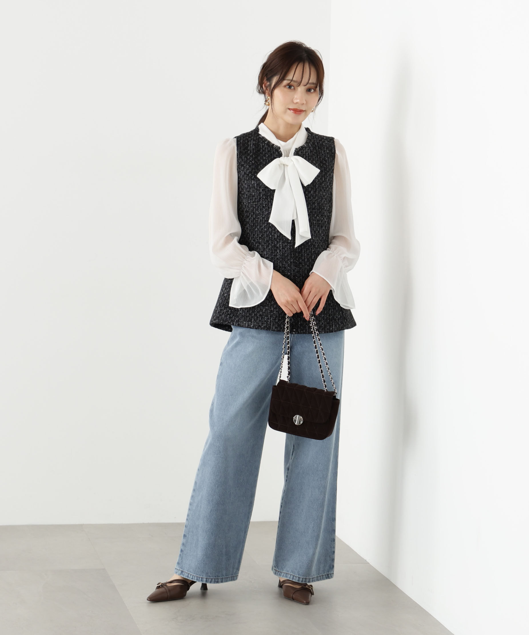 PROPORTION BODY DRESSING「＜ウォッシャブル＞ビッグリボン楊柳ブラウス 25AW」|シャツ・ブラウス|