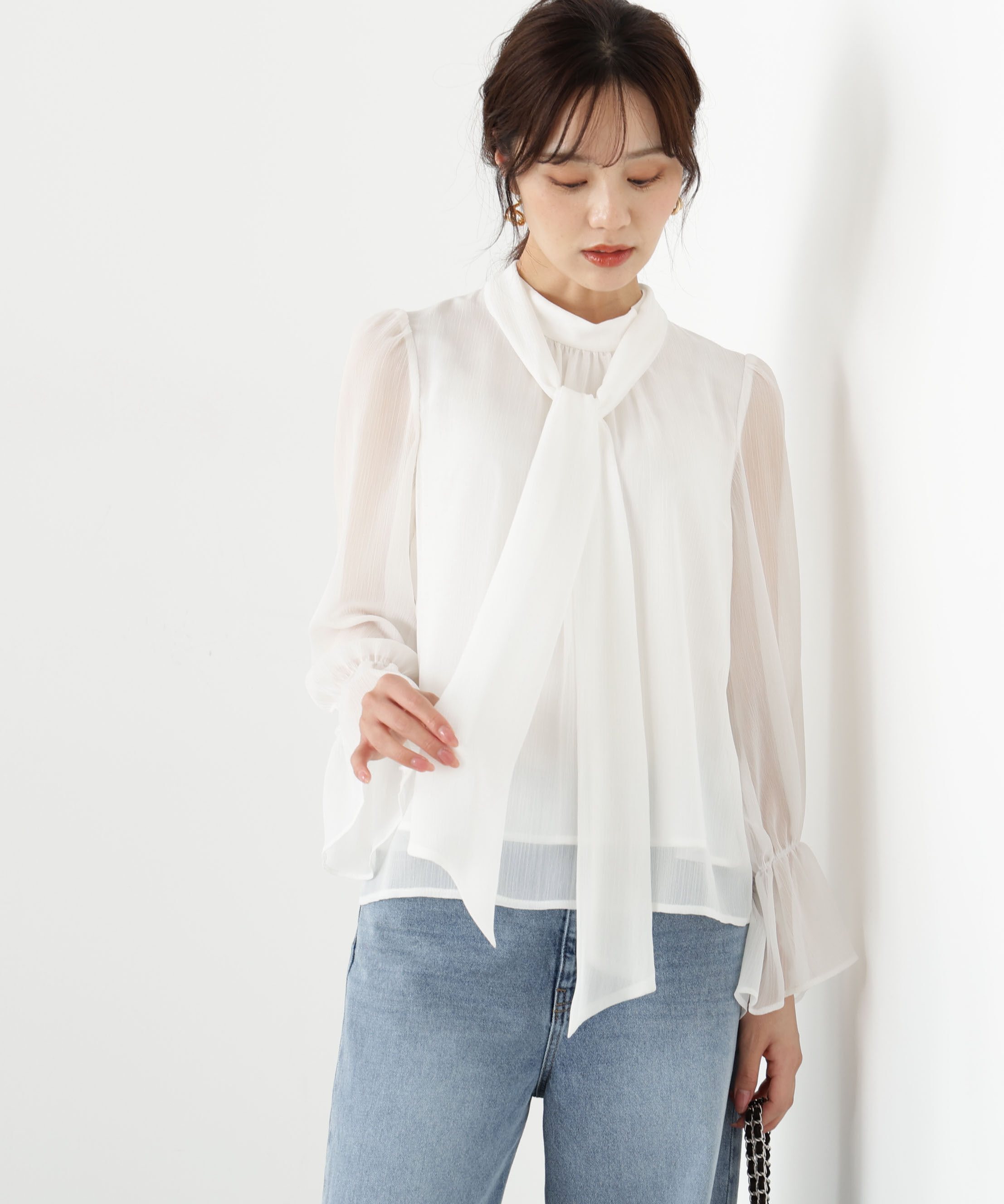 PROPORTION BODY DRESSING「＜ウォッシャブル＞ビッグリボン楊柳ブラウス 25AW」|シャツ・ブラウス|