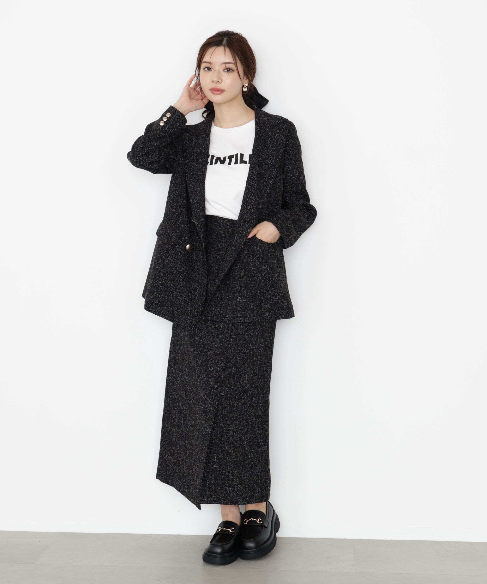 PROPORTION BODY DRESSING「アシメ釦ナロースカート 25AW」|スカート|