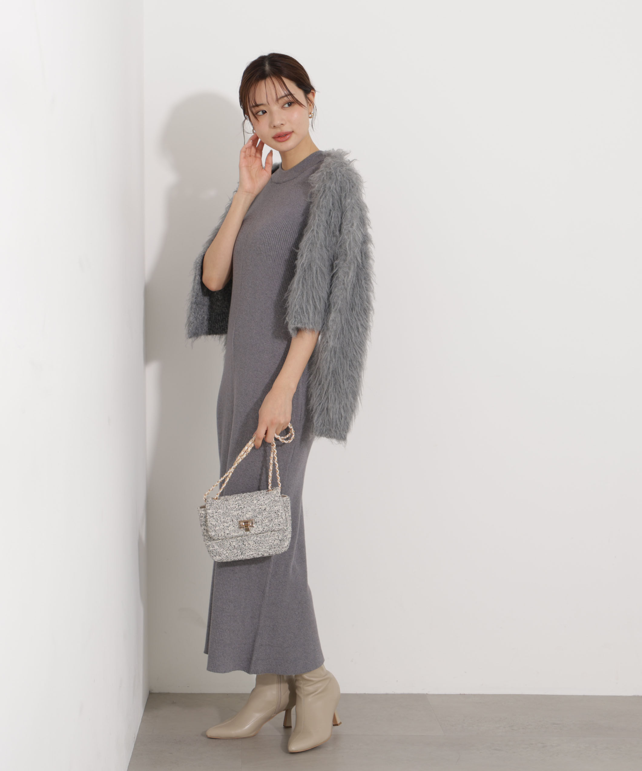 PROPORTION BODY DRESSING「シャギーカーデニットセットアップ 25AW」|ワンピース|