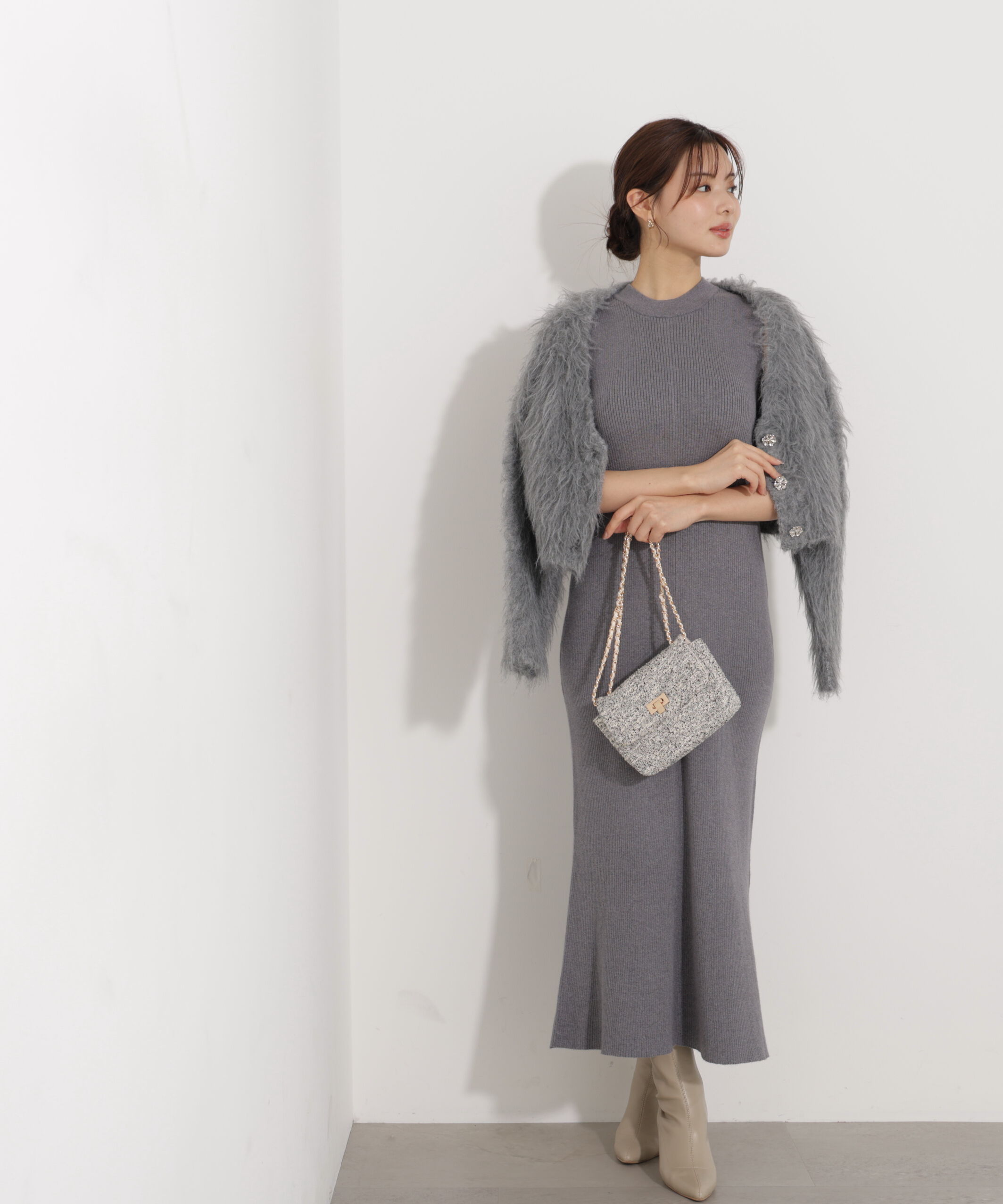 PROPORTION BODY DRESSING「シャギーカーデニットセットアップ 25AW」|ワンピース|