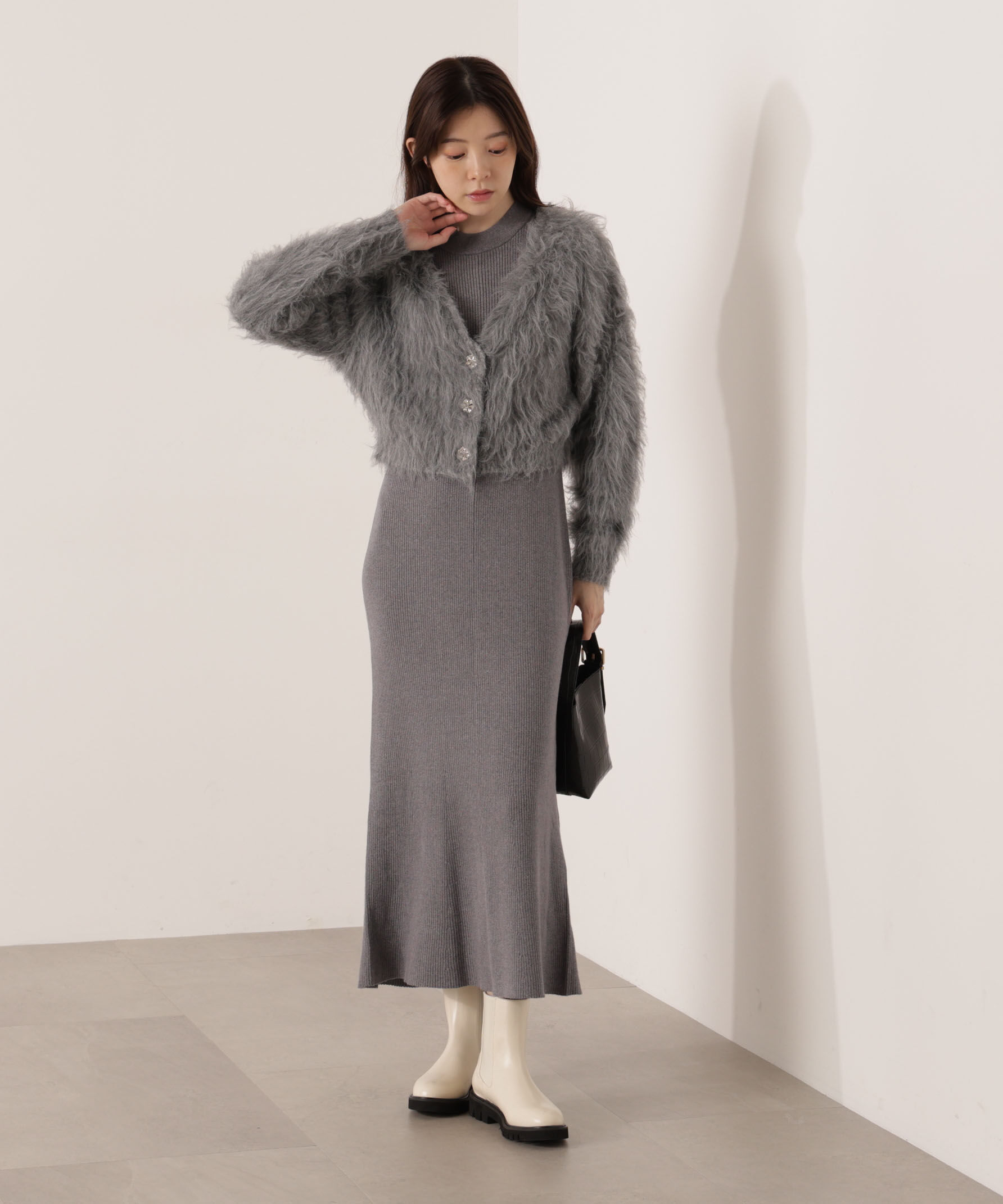PROPORTION BODY DRESSING「シャギーカーデニットセットアップ 25AW」|ワンピース|