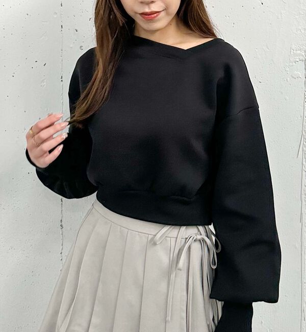 archives「ダンボールオフショルプルオーバー」|Tシャツ・カットソー|BLACK